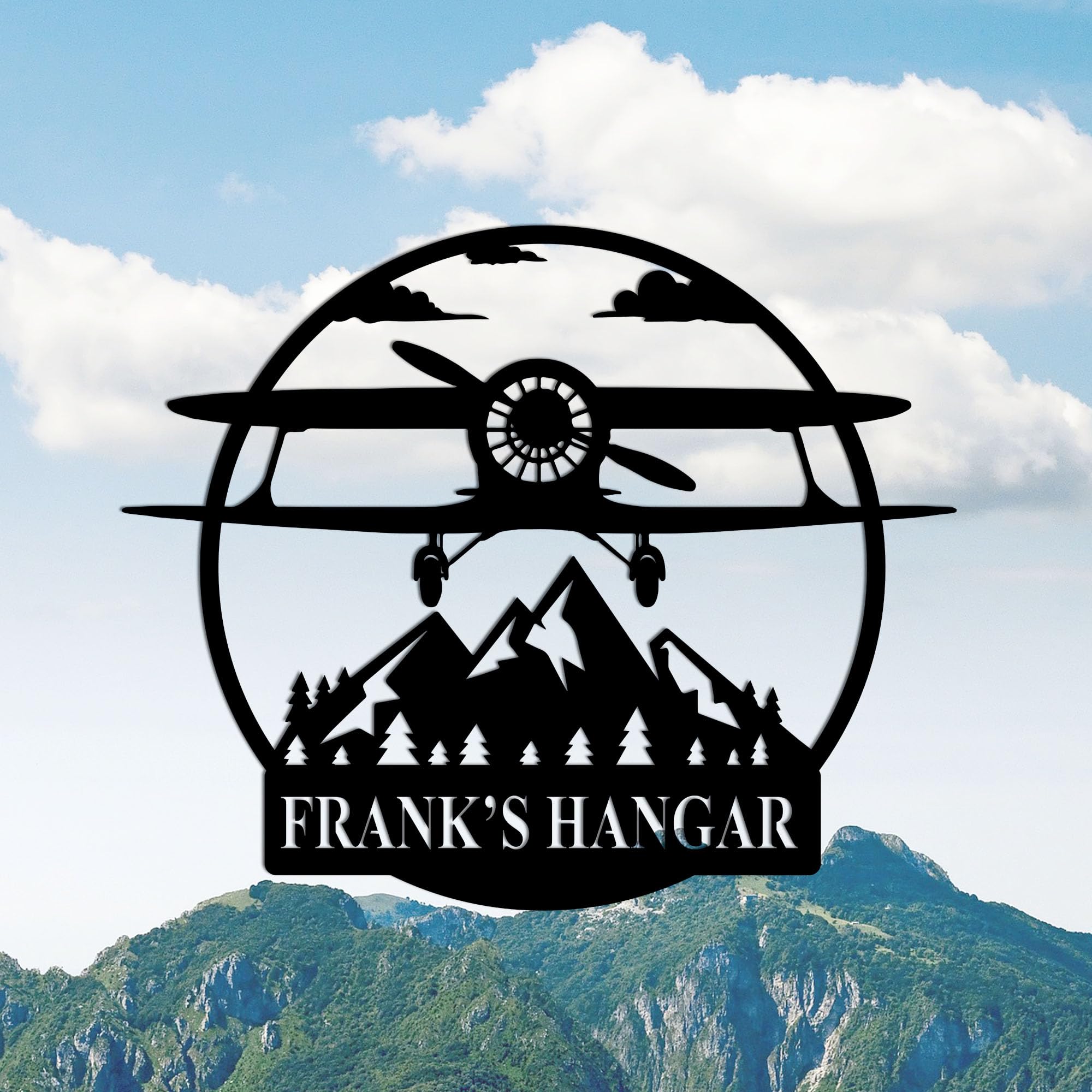 Gerryed Custom Airplane Metal Wall Art, Personalized Pilot Name Sign, Hangar Decor, Man Cave Gift for Airplane Lovers