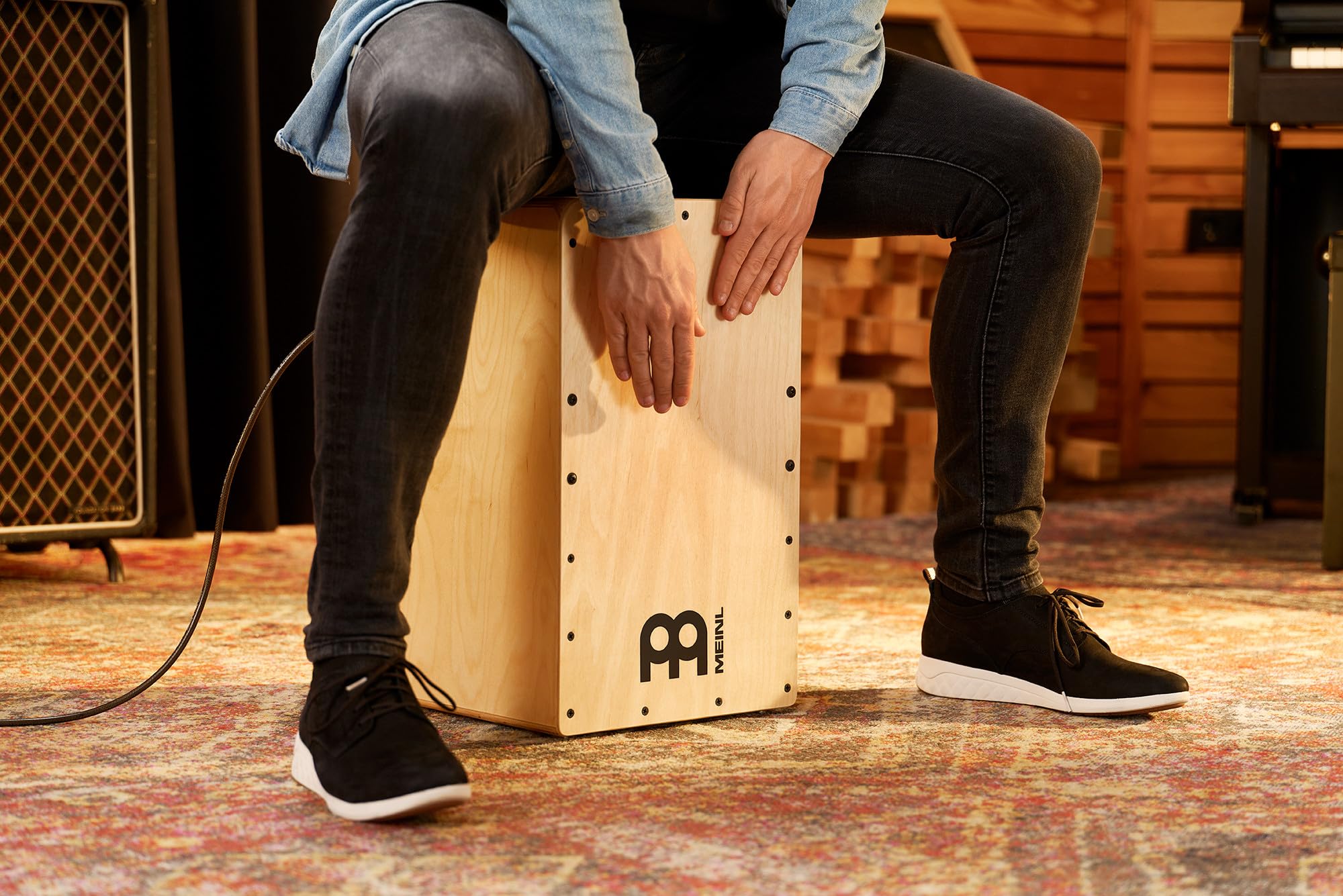 Meinl Percussion Pickup Woodcraft Cajon - Grande Drum Box con Pickup, Rullante e Basso - Superficie di Suono in Betulla del Baltico (PWC100B)