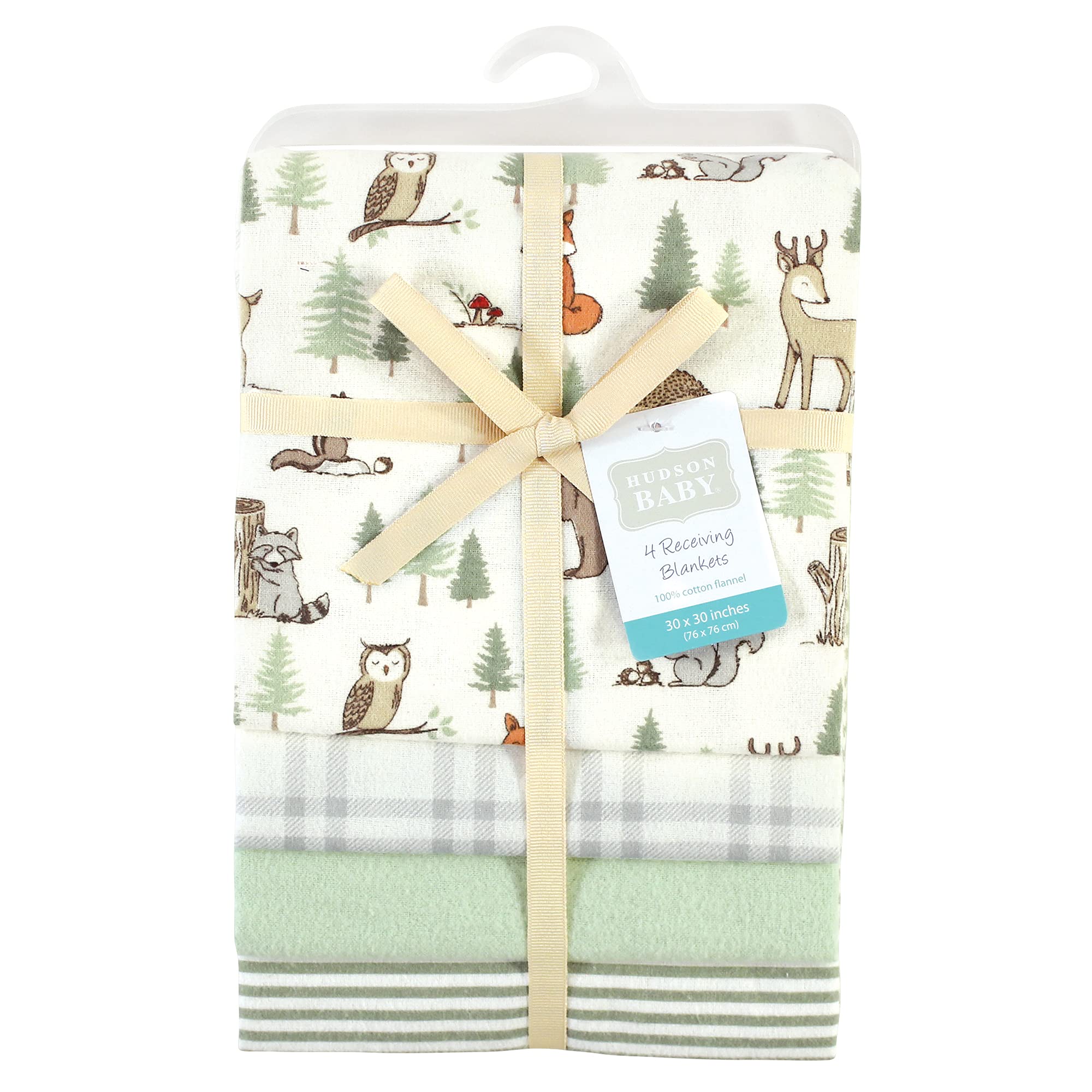 Hudson Baby Unisex Baby Cotton Flannel Receiving Blankets, Forest Animals, One Size