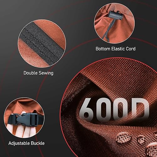 Miniatura 5 de Zettum Cubierta Redonda para Fogata de 28 Pulgadas - Cubierta para Fogata Exterior Resistente e Impermeable, Fundas 600D para Mesa de Fuego de