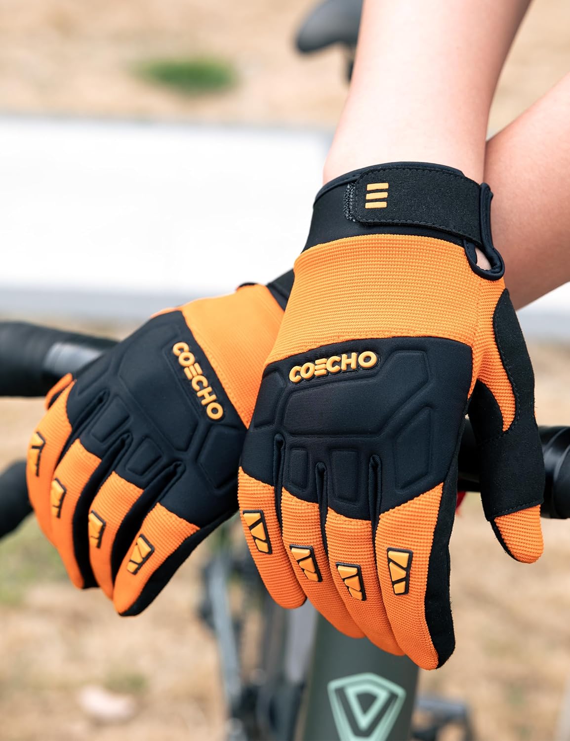 Men's Mountain Bike Gloves - 5mm Shock-Absorbing Anti-Slip Palm, Breathable Knuckle Guard, Touchscreen Fingertips, Lightweight & Durable for MTB/Motocross/Off-Road