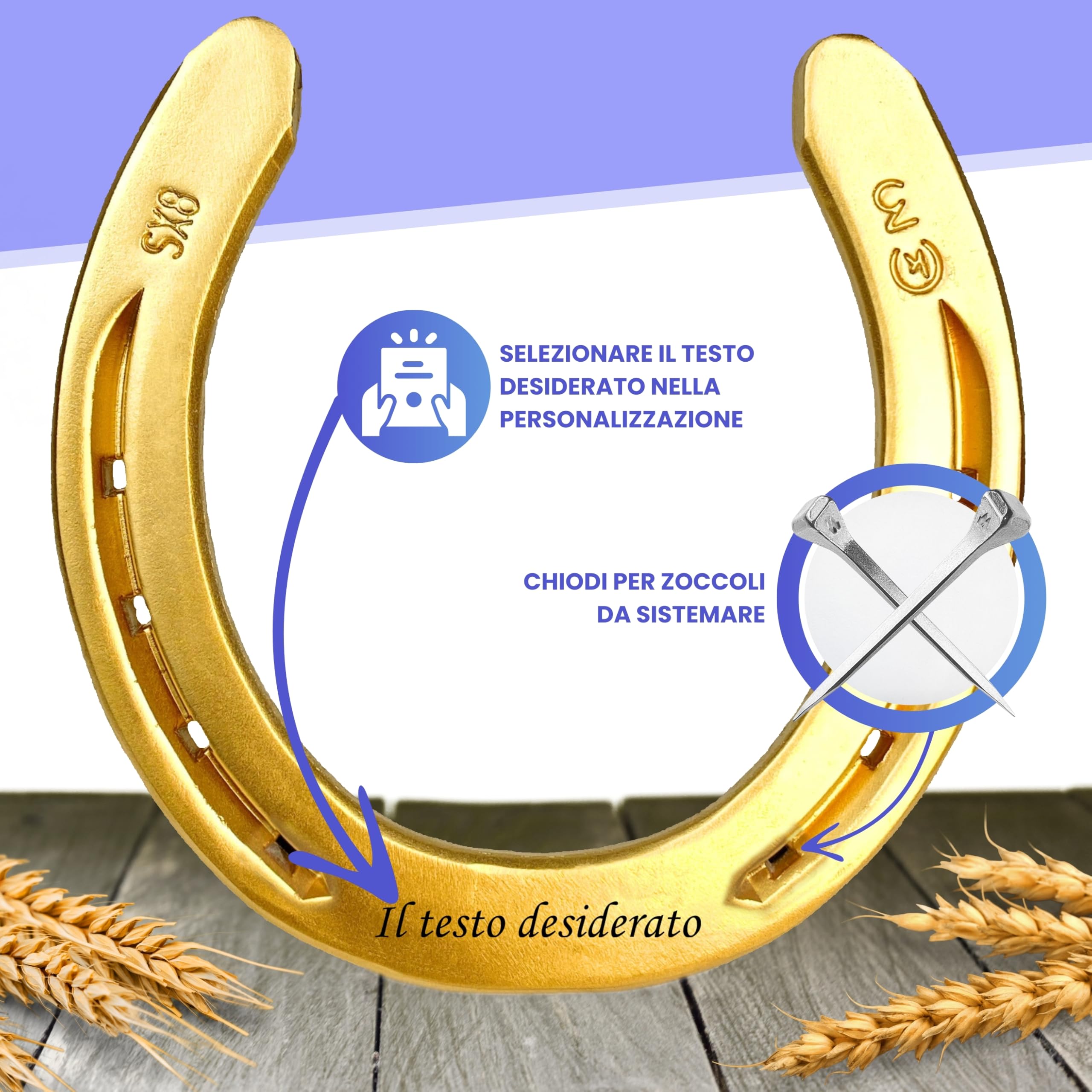 Ferro di cavallo con incisione a scelta in ferro pesante, originale a ferro di cavallo inciso, laccato oro, ferro fortunato personalizzato per matrimonio o inaugurazione regalo