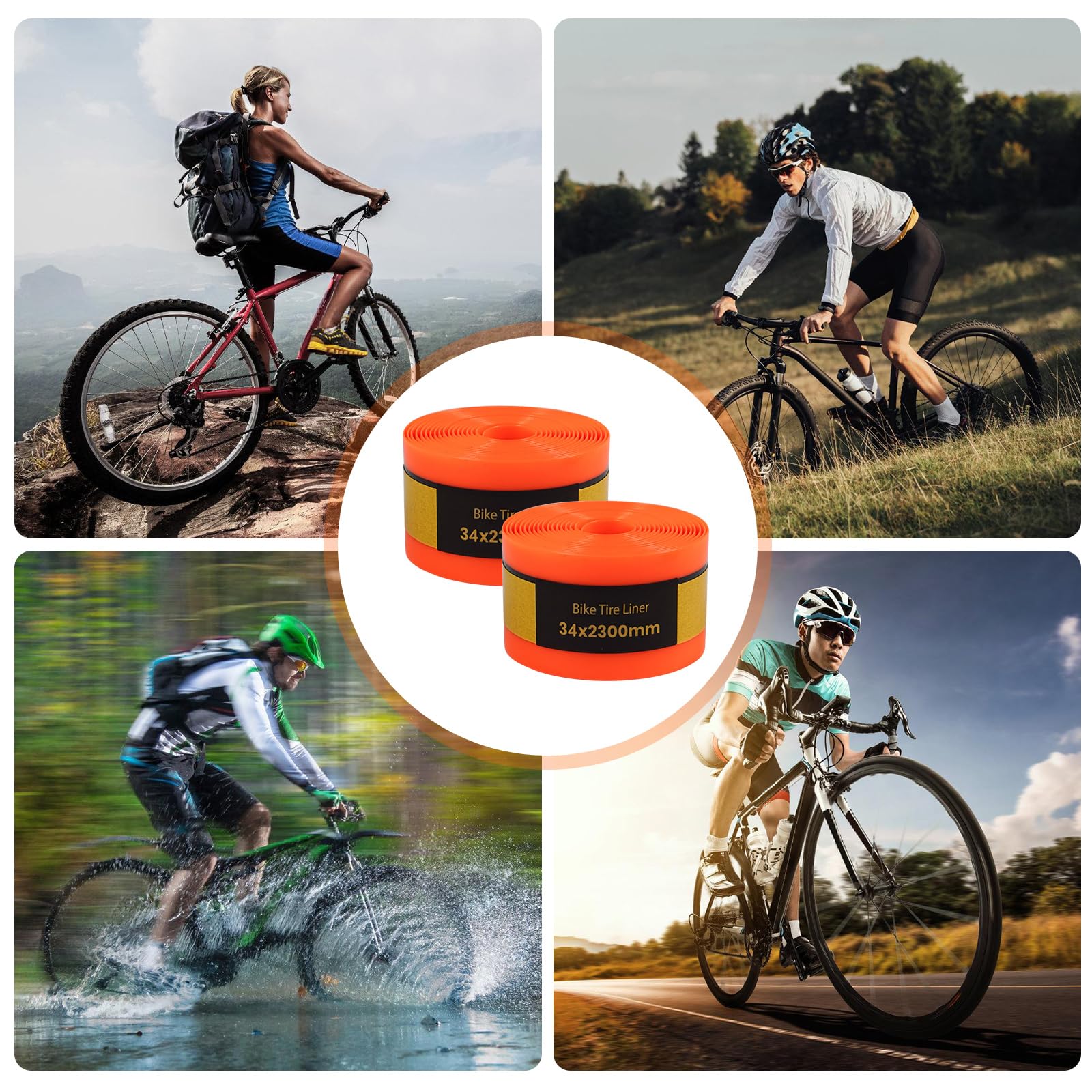 Nastro Antiforatura,2 Rotoli 34x2300MM Fodera Per Pneumatici Per Bicicletta,Protezione Per Pneumatici Bicicletta,Protezione Antiforatura Per Bicicletta Per Ciclismo All'aperto,Mountain Bike