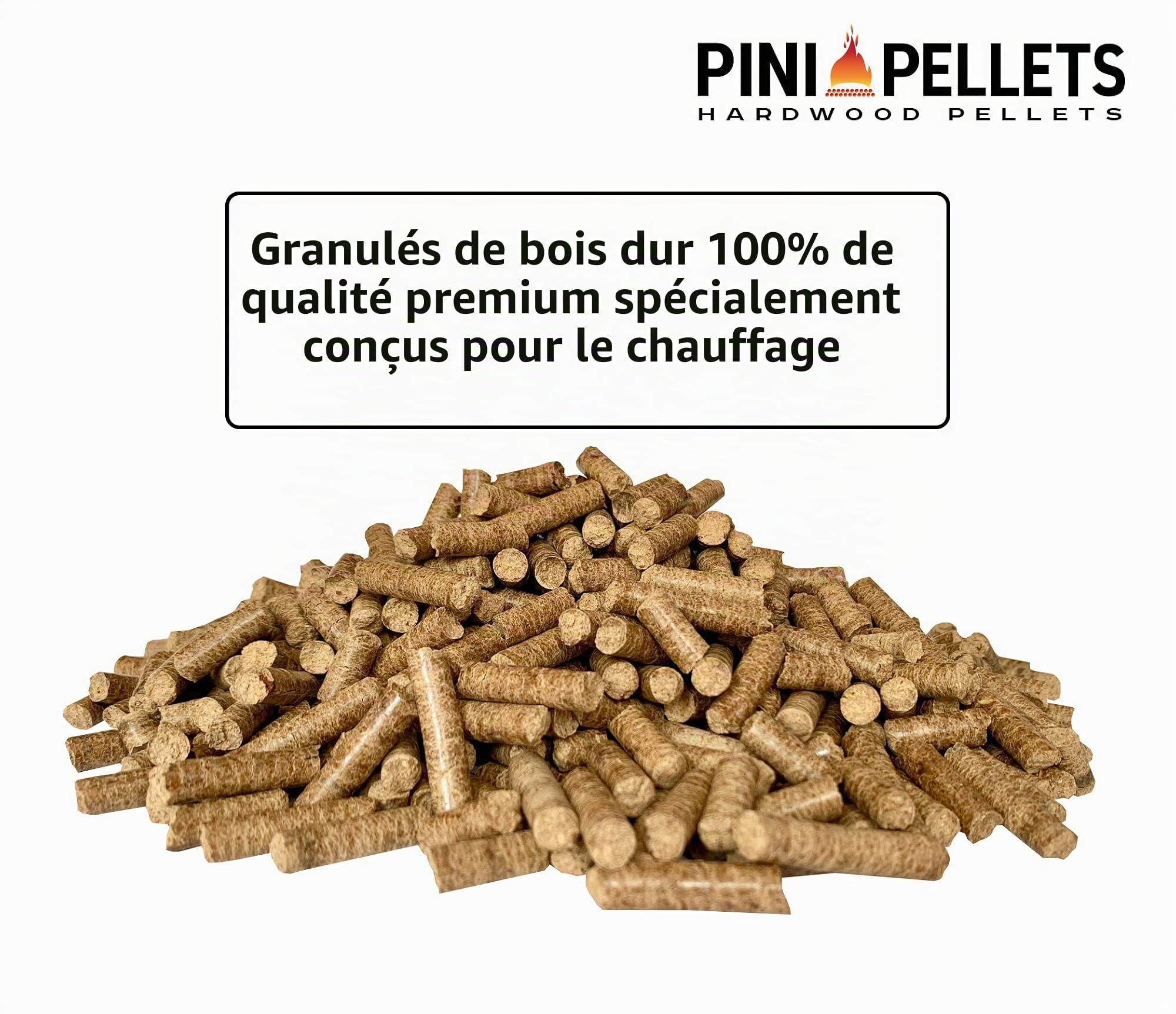 Granulés de bois dur 6 mm PINI 30 kg pour chauffage, barbecue, fumage