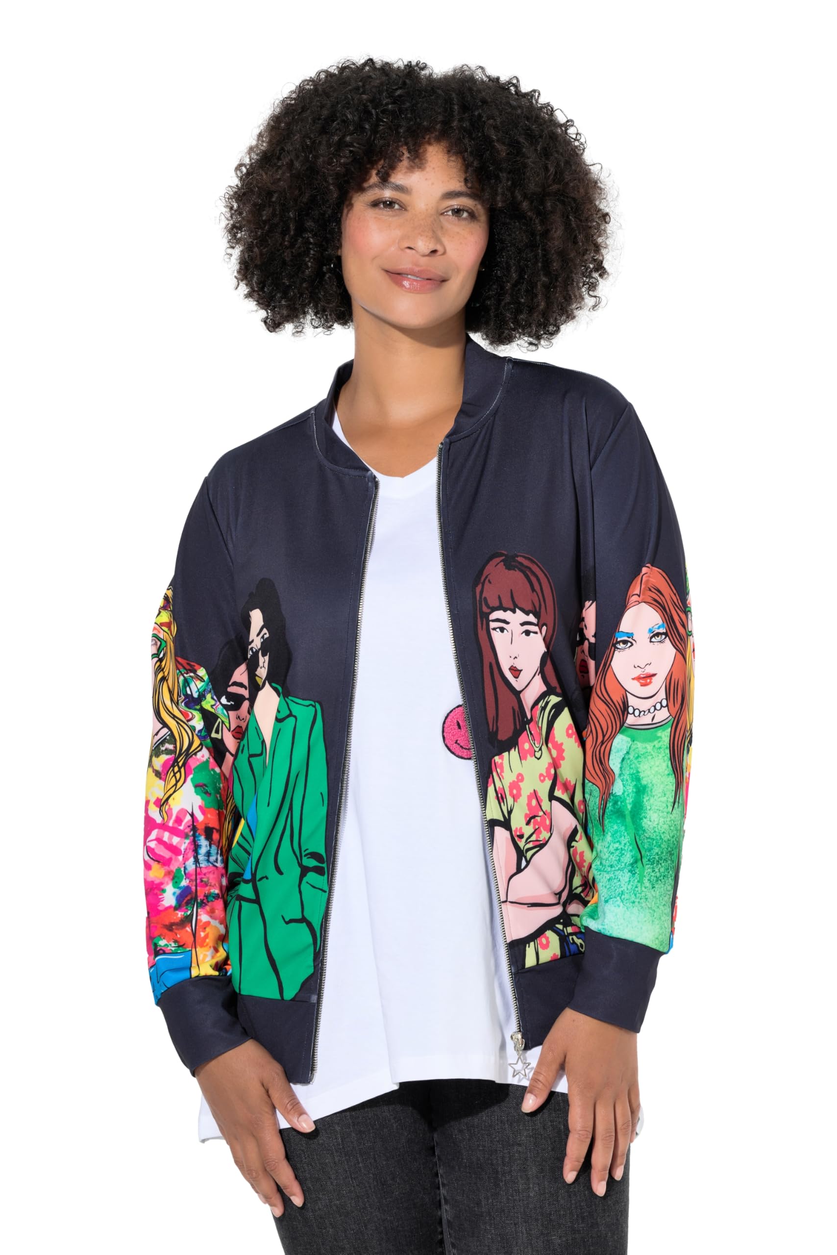 Angel of Style Damen große Größen Übergrößen Plus Size Scuba-Blouson, Relaxed Fit, Frauen-Druck 846820