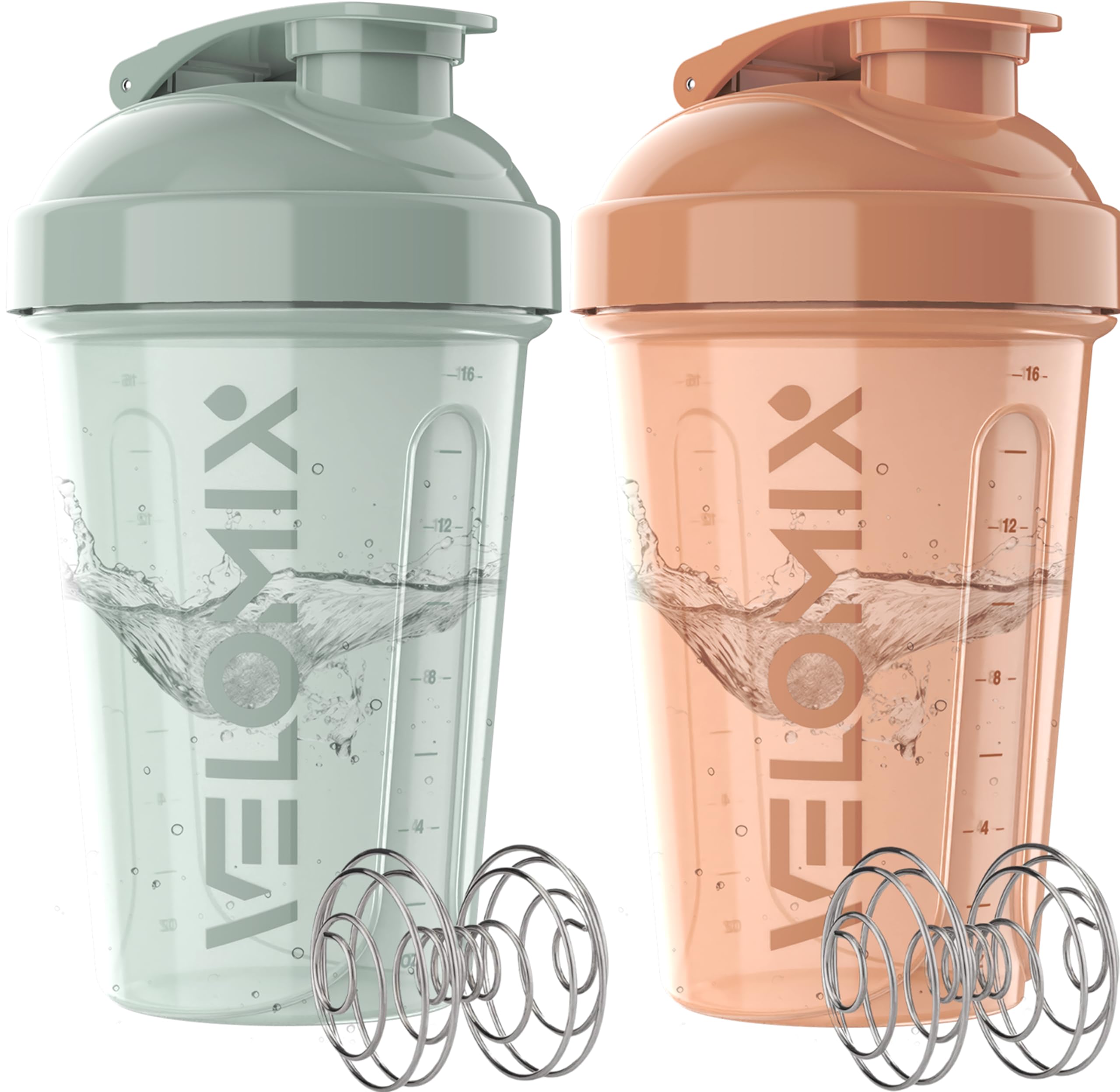 Amazon.com: VELOMIX -2 Pack- 20 oz Protein Shaker Bottles for