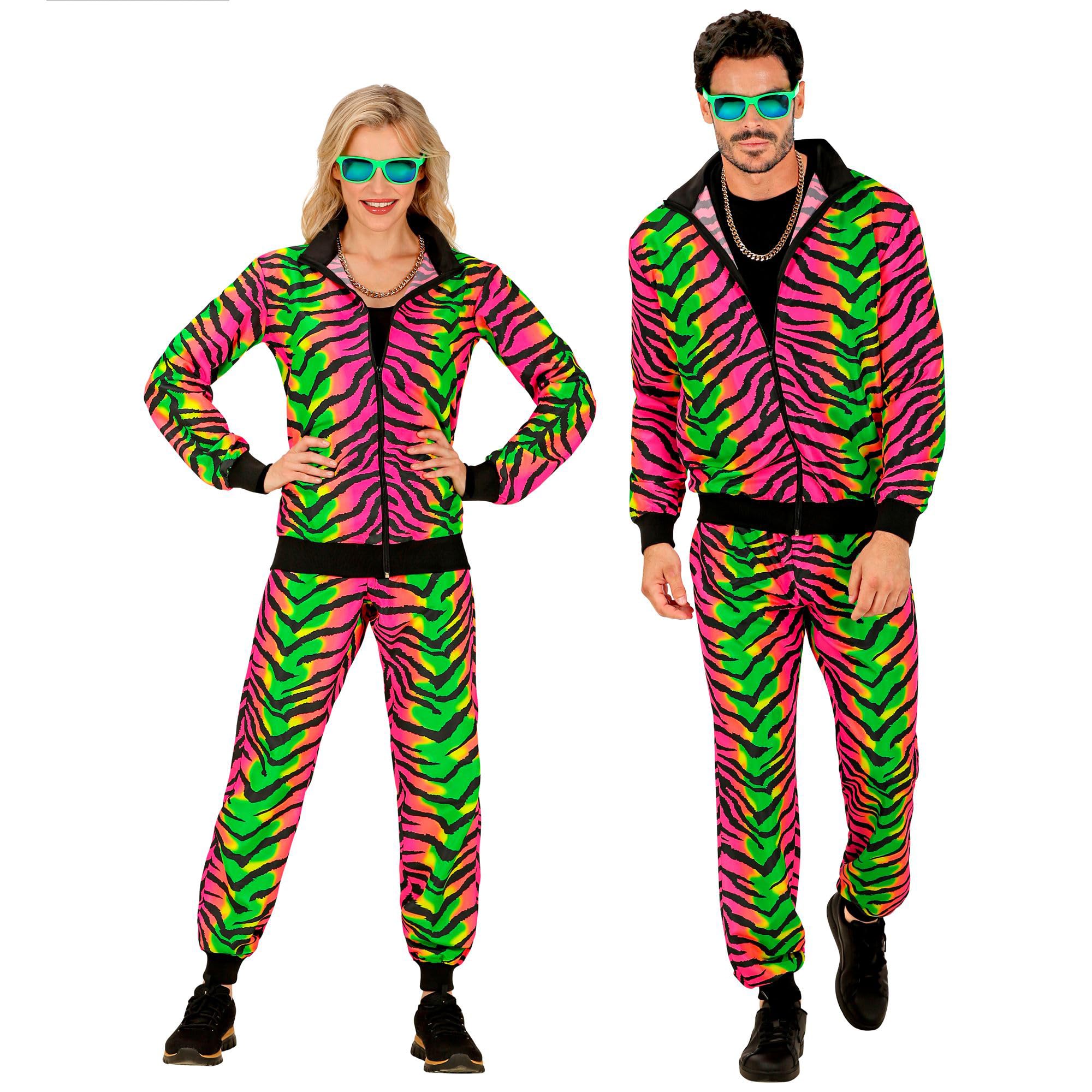 W WIDMANN MILANO Party Fashion - Costume Tracksuit, Rainbow Pattern, 80s Outfit, Jogging Suit for Carnival & Party