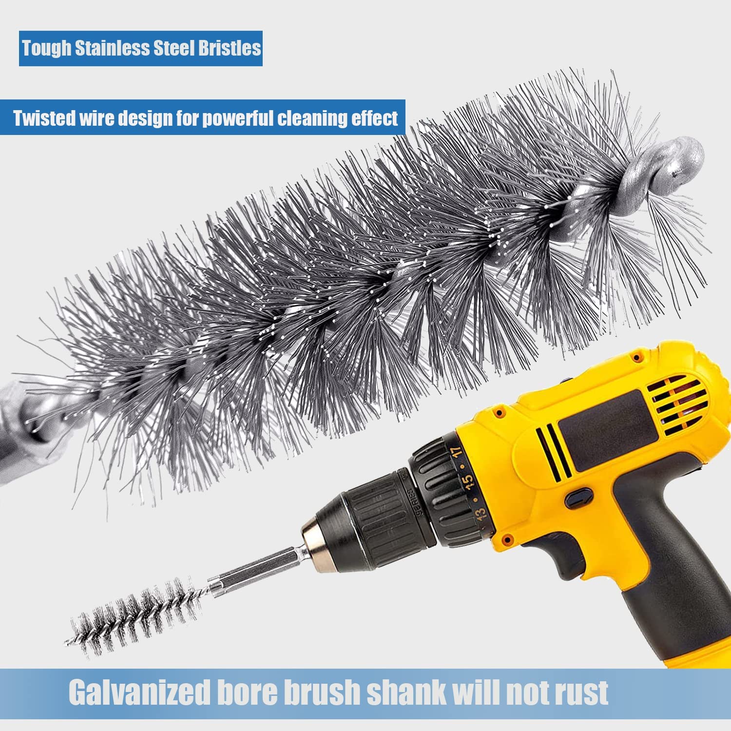 Bore Brushes Set - 10 Stainless Steel Wire Brushes -5 Bore Brushes Set - 10 Stainless Steel Wire Brushes -5