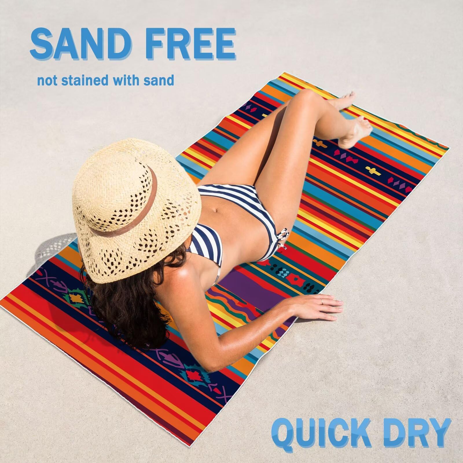 2-pak bardzo dużych 100 x 220 cm kolorowy szybkoschnący ręcznik z mikrofibry bez piasku i plażowy, lekki podróżny, kompaktowy ręcznik kempingowy z torbą do przechowywania, chłonny dla kobiet, mężczyzn