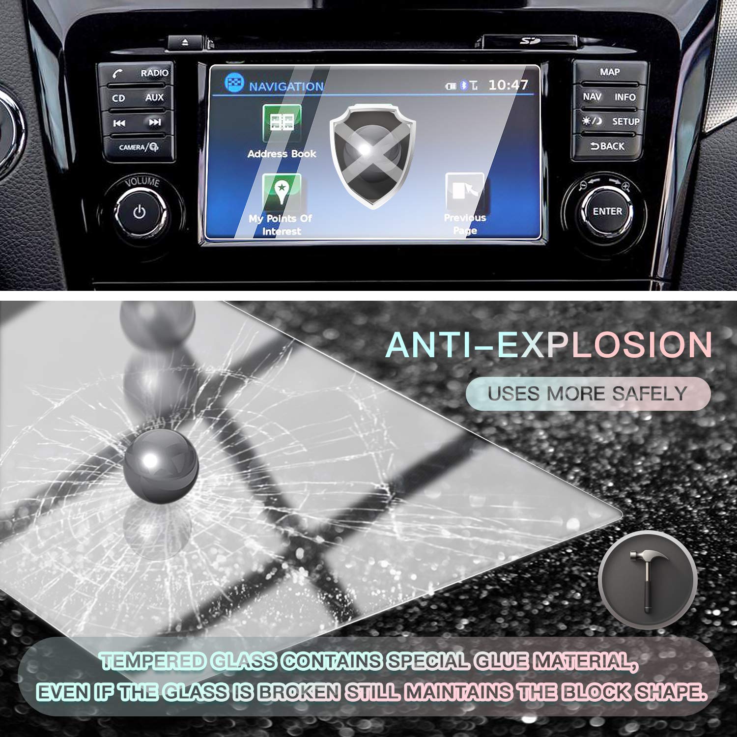 Protection écran Verre Trempé Pour Nissan Juke F16 2019-2023 - 8 Pouces, Dureté 9H