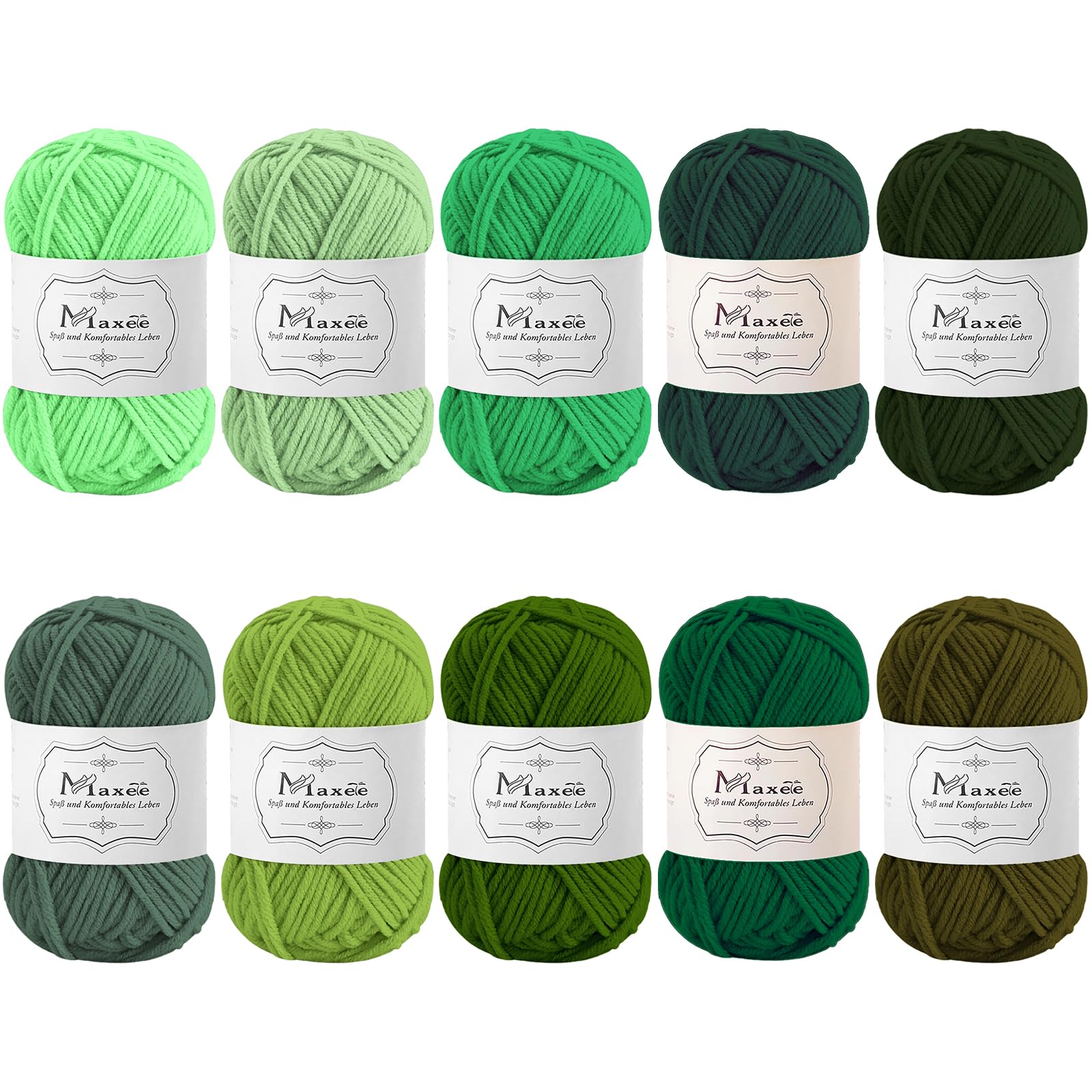 Maxee Häkelgarn 500g (50g*10 Farbe), Acryl Wolle Zum Stricken, Garn zum Häkeln und Stricken, Hand Knitting Yarn Set, Handstrickgarn Baumwollgarn für Häkeln, Wolle zum Stricken und Kunsthandwerk