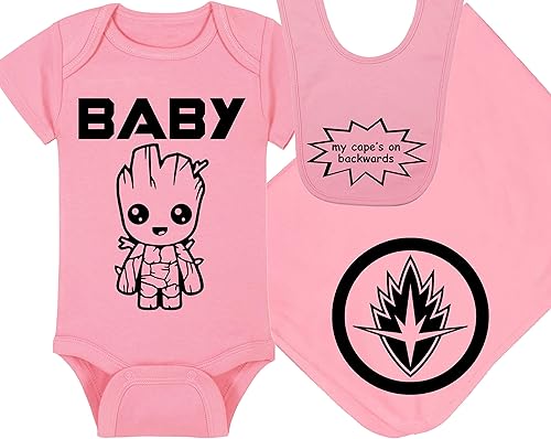 Miniatura 9 de Superhero Baby Onesie and Hat - Baby Groot - Guardian (3-6 Month - Black Fabric - Silver Design)