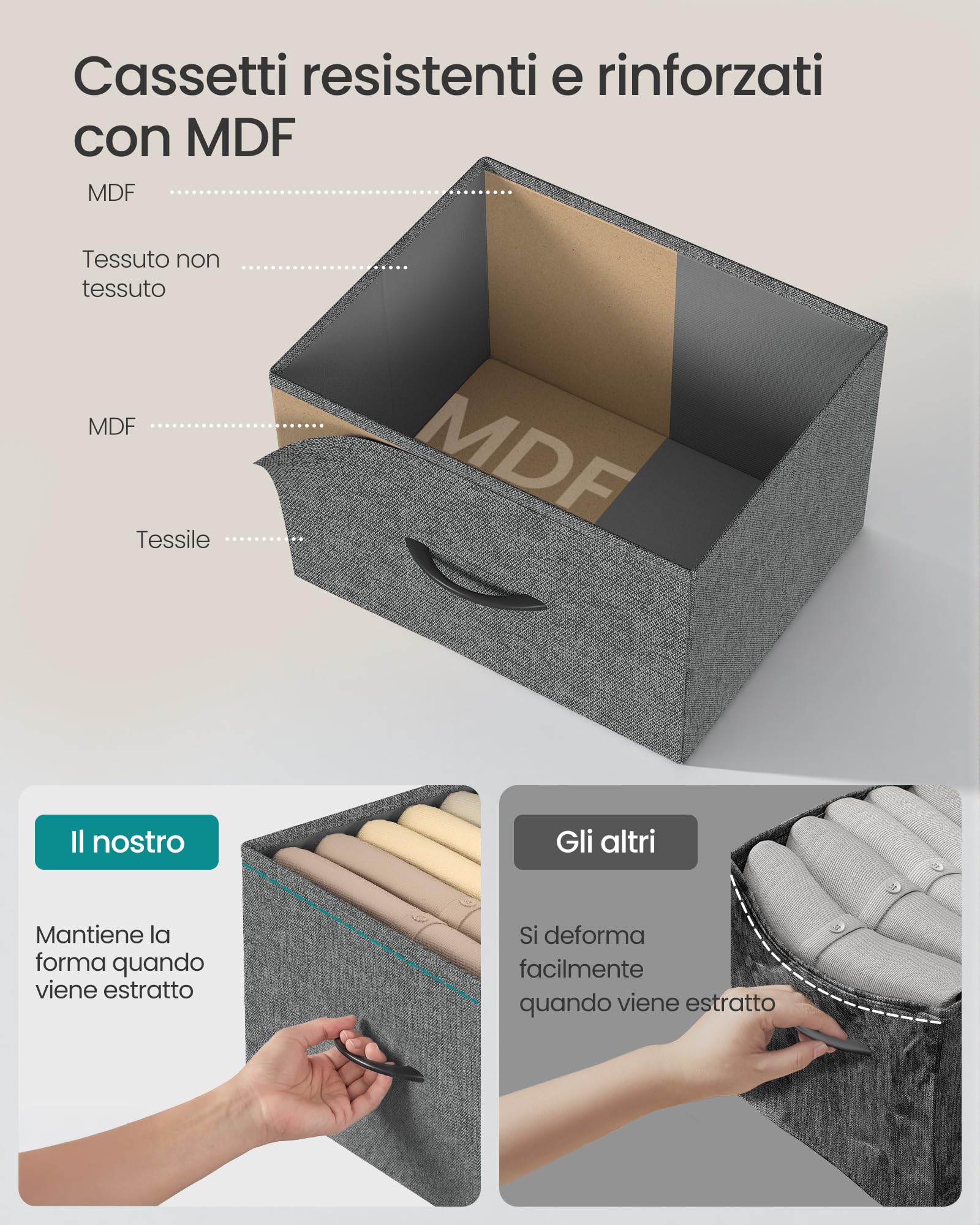 SONGMICS BELLAH Collezione - Cassettiera, Armadietto, Mobile contenitore in Acciaio, per Camera da Letto, ingresso o Soggiorno, 9 Cassetti, Stile Moderno, Grigio Ardesia, LGS324G101