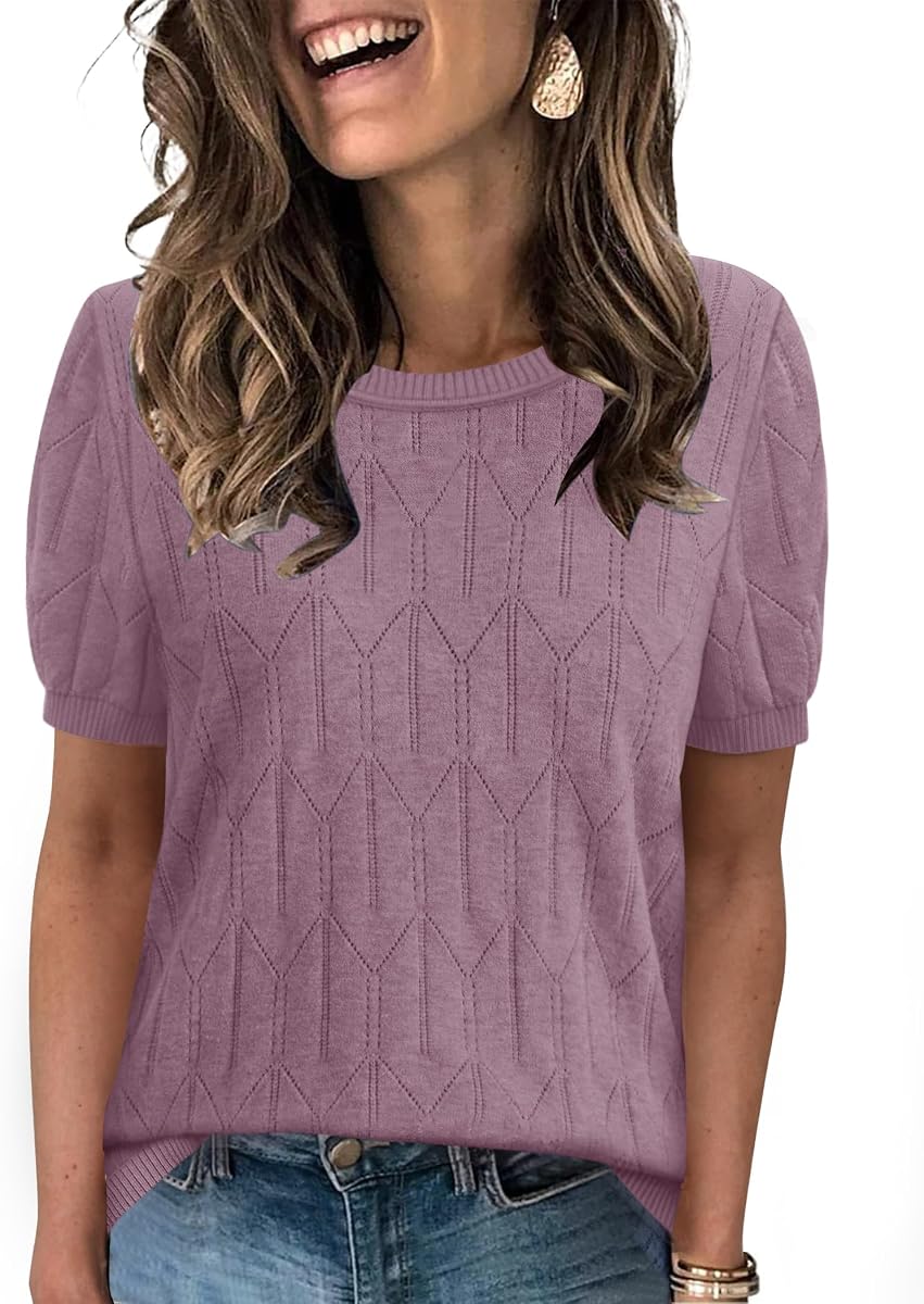 Sampeel-suéter de manga corta para mujer, Tops de trabajo tejidos con cuello redondo, ropa de vacaciones a la moda para playa, trajes de verano 2026
