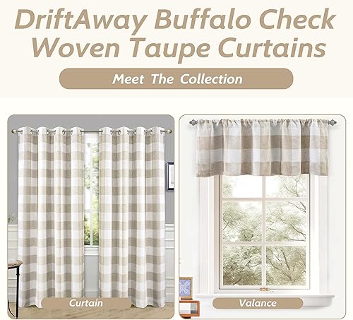 Miniatura 8 de DriftAway - Cortinas de búfalo a cuadros, patrón de cuadros tejidos, forro opaco, aislamiento térmico, cortinas de ventana con ojales, 2 capas, 2