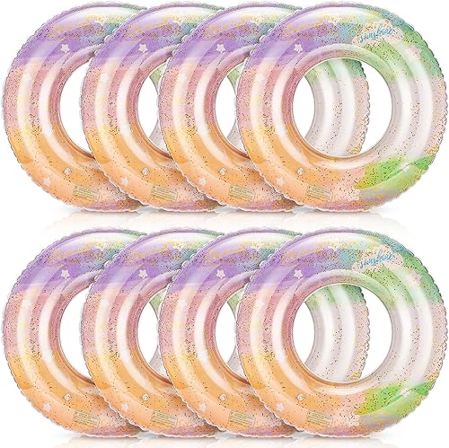 Wettarn Flotadores inflables para piscina, juguetes para natación, tubos de natación, anillos interiores con lentejuelas con purpurina para el agua,