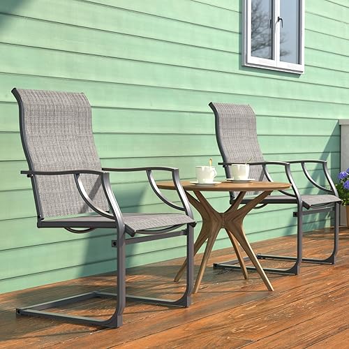 Miniatura 8 de Amopatio Juego de 2 sillas de patio, sillas de comedor al aire libre para todo tipo de clima, muebles de jardín transpirables para patio trasero,