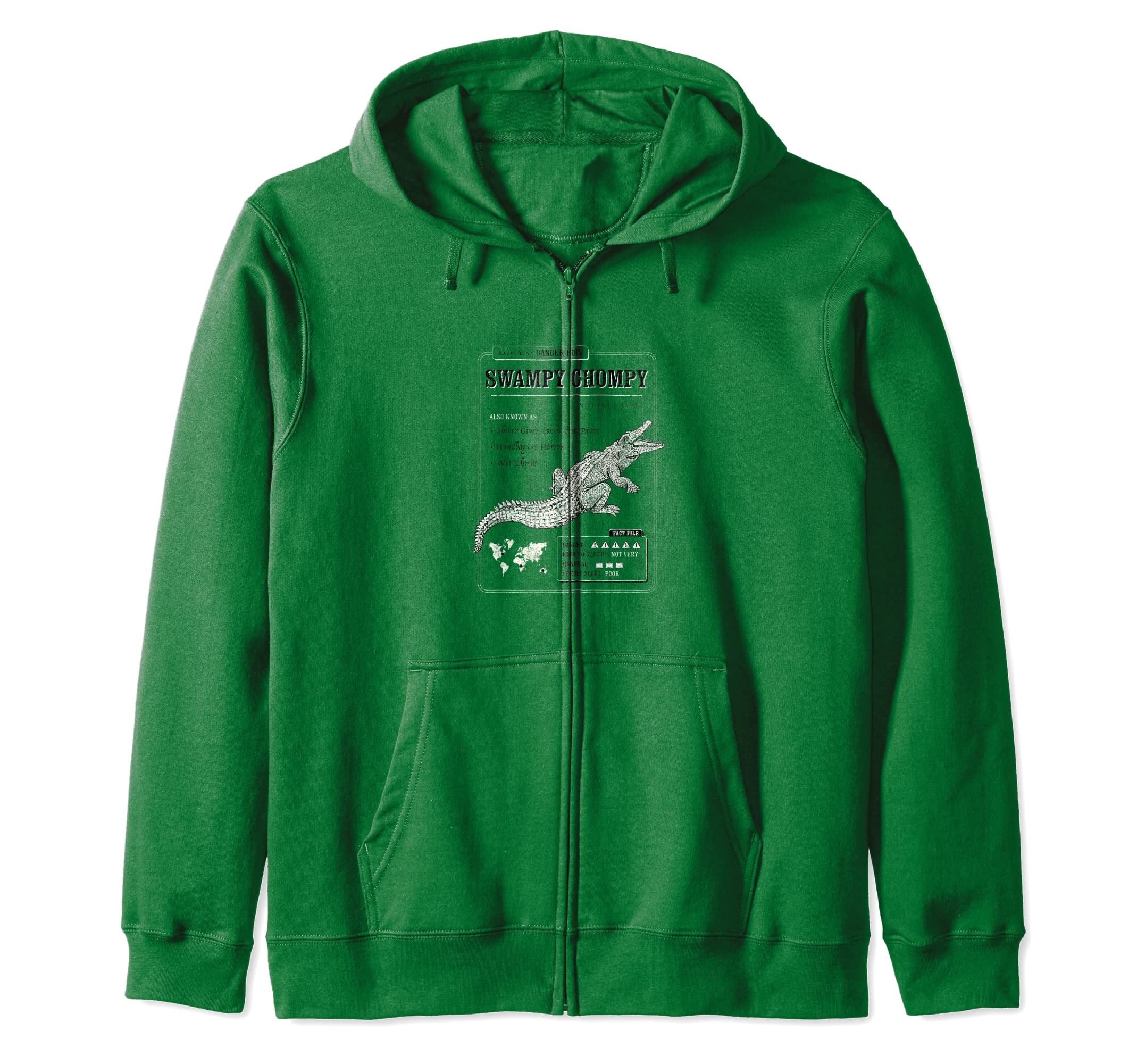 Swampy Chompy Funny Alligator Crocodile print Zip Hoodie