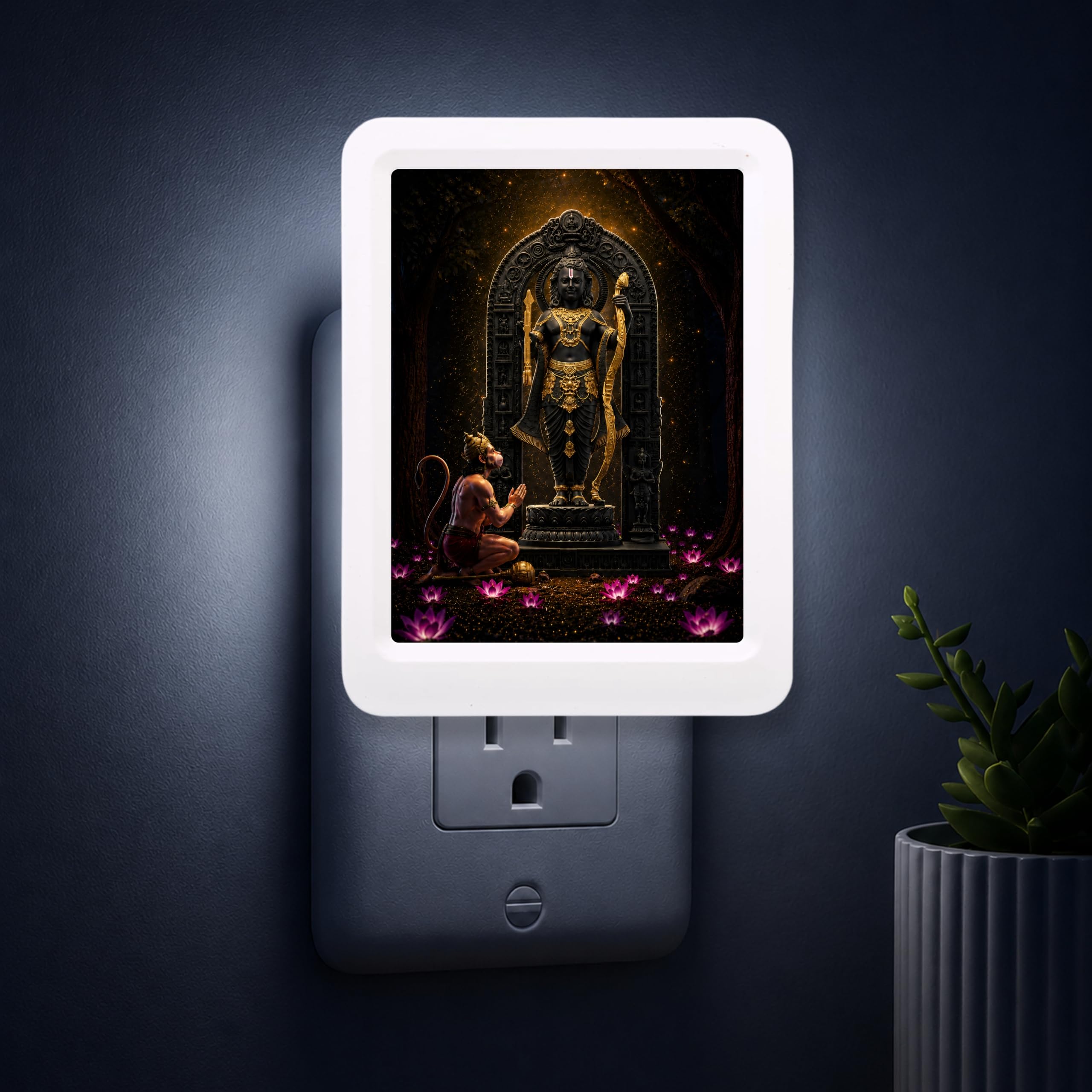 Lexton 5 Inch Shri Ram Lalla Plug-in LED Night Light | Shri Ram Lalla Ayodhya Blessings | Decorative Light for Mandir, P
