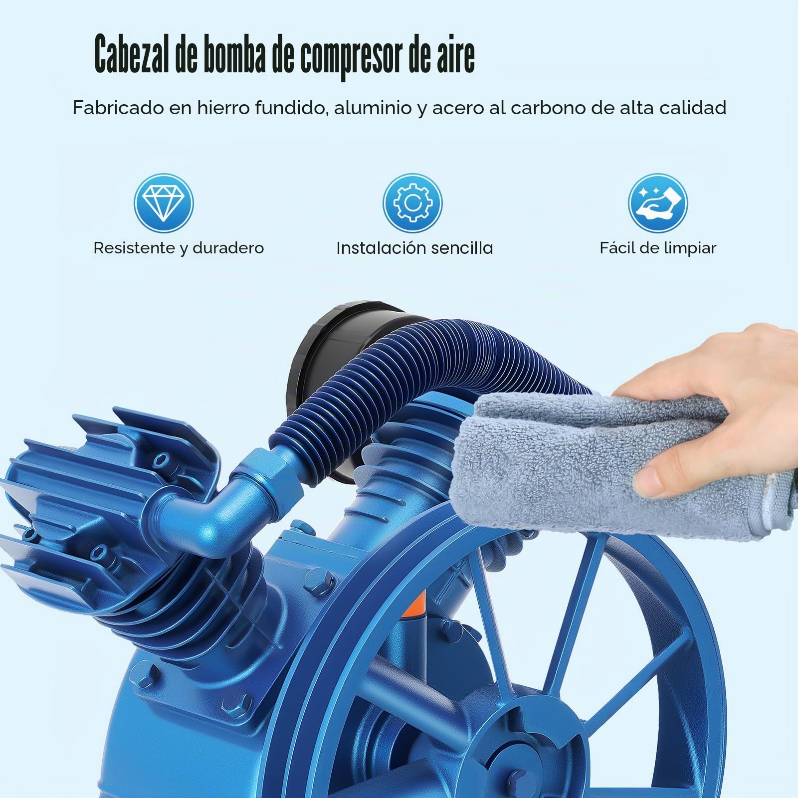 5,5 HP en forma de V de doble cilindro, compresor de aire agregado, 12 bares, aire comprimido de doble etapa 4000 W, 1440 rpm