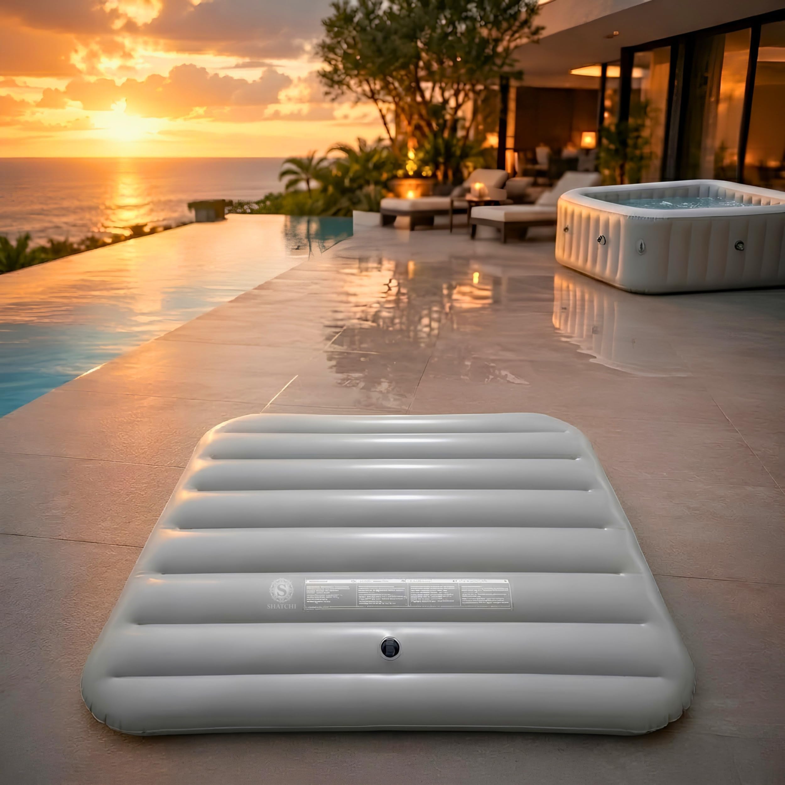 Energiesparende Spa-Abdeckung, aufblasbarer Deckel, schützender Regen-Überlauf, Wärmeisolator, Technologie, quadratische Blase, passend für alle quadratischen Whirlpools von 6 Personen bis 145 cm,