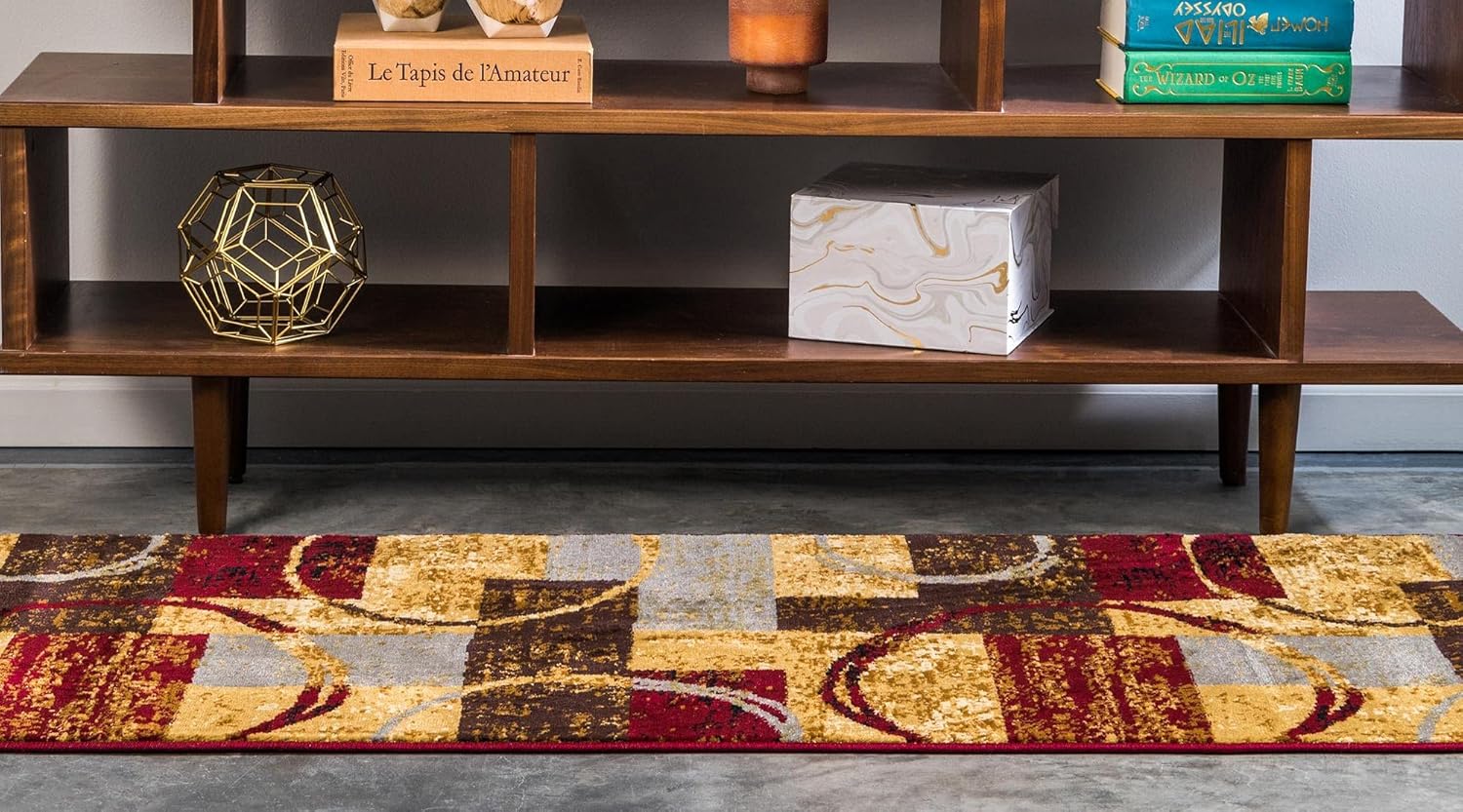 Rugs.com Cafe Collection Rug – 12 Ft Runner Multi Medium Rug Perfect for Hallways, Entryways