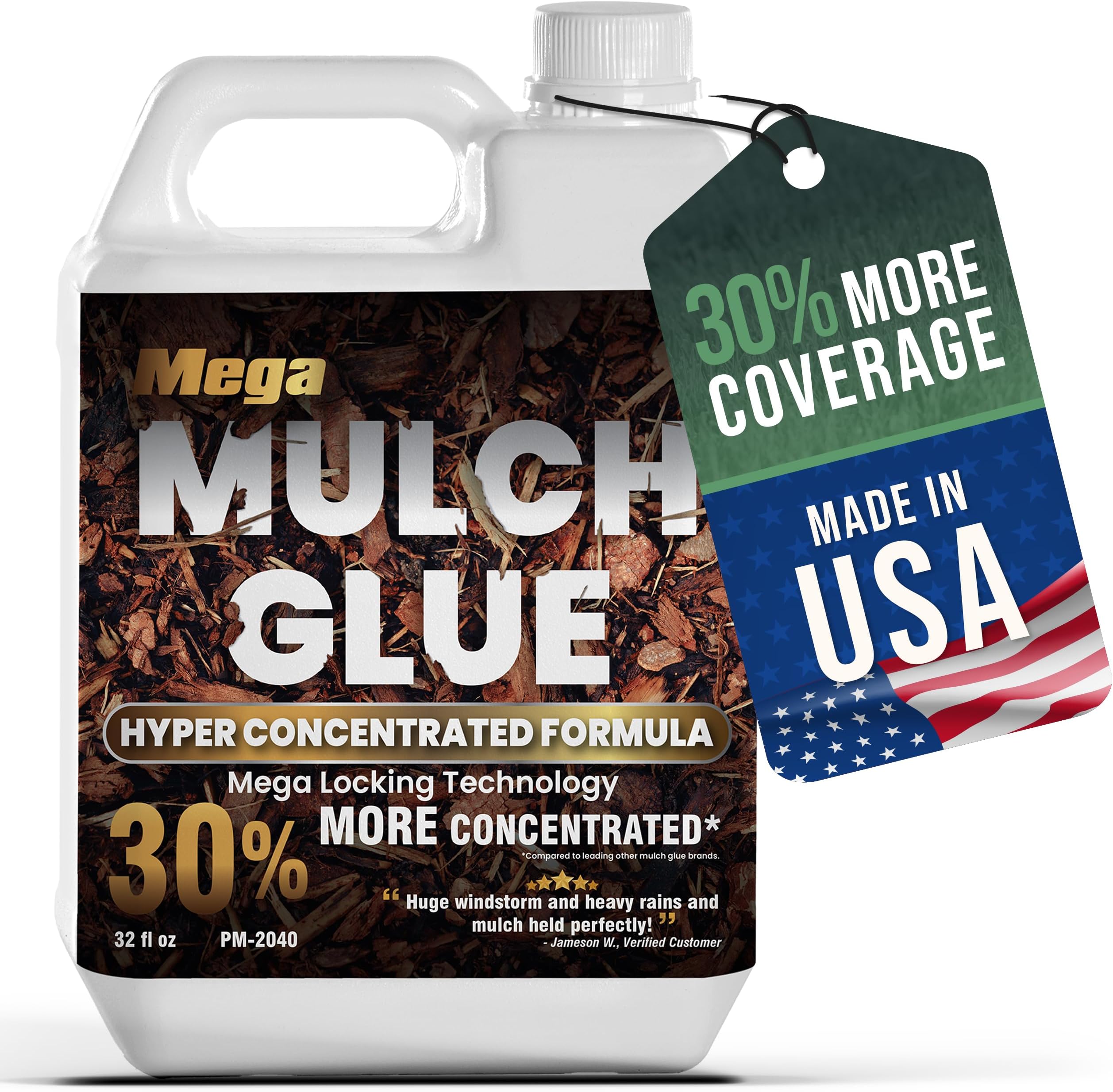 PetraMax Mega Mulch Glue for Landscaping - 32 Oz Weed Barrier Mulch Glue for Rocks, Pine Straw, Pebbles and More - Mess Free Landscaping Gravel Binder & Wood Chip Adhesive Solution, Dries Clear