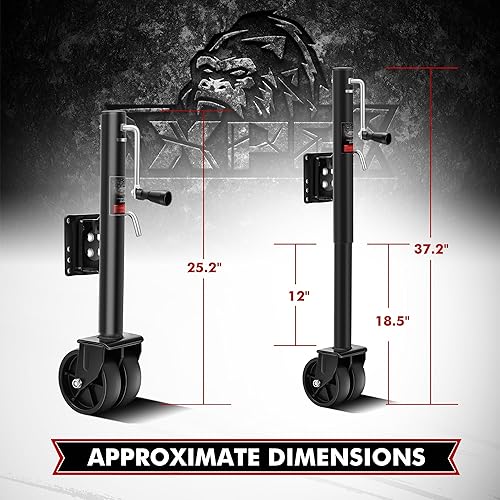 Miniatura 2 de XPE Gato de remolque de barco de 2000 libras con rueda, viaje vertical de 12 pulgadas, gato de lengua de remolque de barco de doble rueda de 6