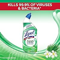 Vista 2 de Lysol Gel limpiador de inodoro, para limpieza y desinfección, eliminación de manchas, aroma a lluvia forestal, 24 onzas (paquete de 2)
