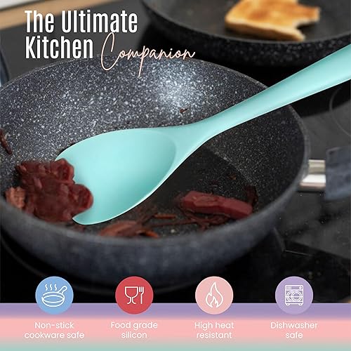 Miniatura 3 de NEXTOP Juego de 4 espátulas de silicona multiusos sin costuras para mezclar y cocinar, utensilios de cocina flexibles resistentes al calor