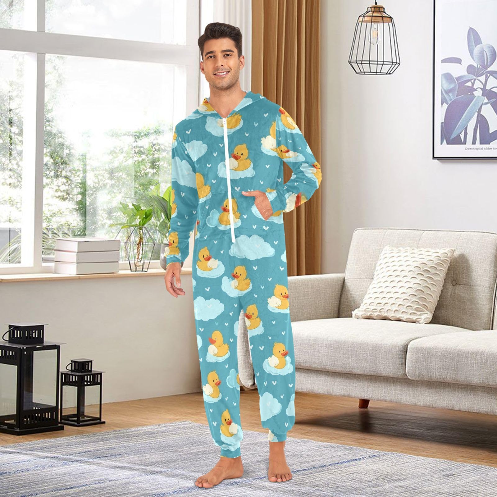 junzan Ducks Clouds Onesie Dorośli Onesie Piżama dla kobiet Mężczyzn Bielizna nocna dla kobiet mężczyzn