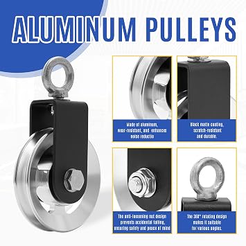 90mm Aluminum Alloy Cable Pulley for Home Gym LAT Pulldown System