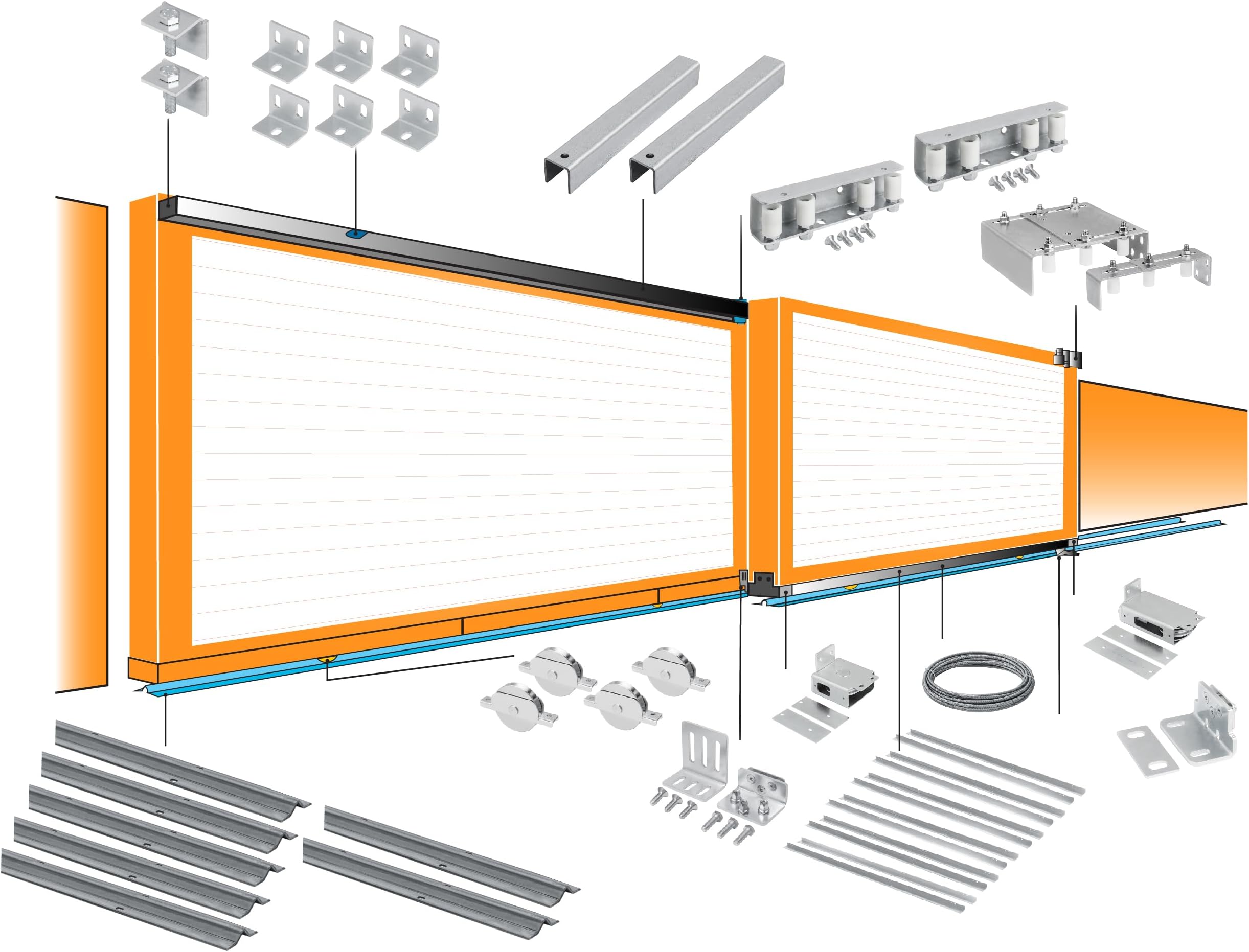 Amazon.com: Beninca Telescopic Sliding Gate System Hardware Bottom ...