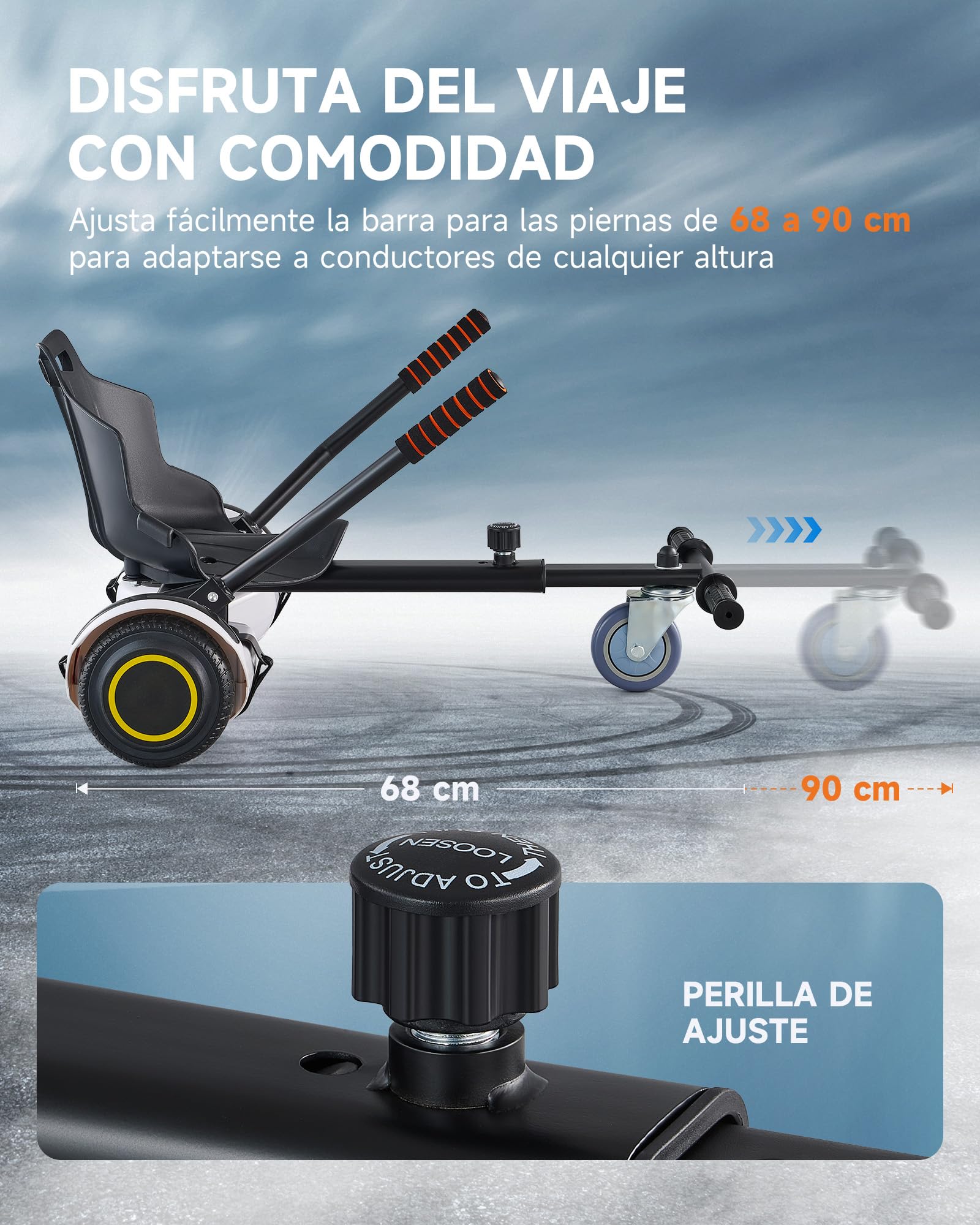 CO-Z Silla de Hoverboard Compatible para Adultos Hoverkart para Patiente Eléctrico de 17cm 20cm 25cm Asiento de Hoverboard Ajustable para Diversión