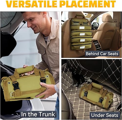 Miniatura 5 de Tomorotec Organizador de bolsa de herramientas enrollable, bolsa enrollable de herramientas, bolsa enrollable de herramientas con 2 bolsas