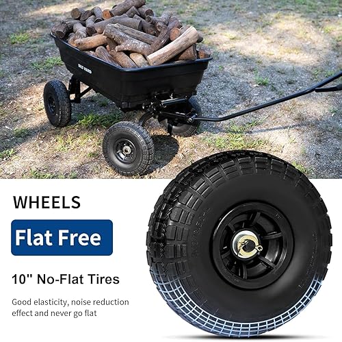 Miniatura 3 de BILT HARD Poly Garden - Carro de basura de 600 libras sin neumáticos pinchados, liberación rápida, carro de descarga de 4 pies cúbicos resistente