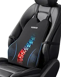 Lumbar Support Pillow for Car Improve Lower Back Pain Relief & Sitting Posture Back Support Memory Foam Back Cushion for Driving, Lumbar Comfort for Long Sitting, Truck with Three Adjustable Straps