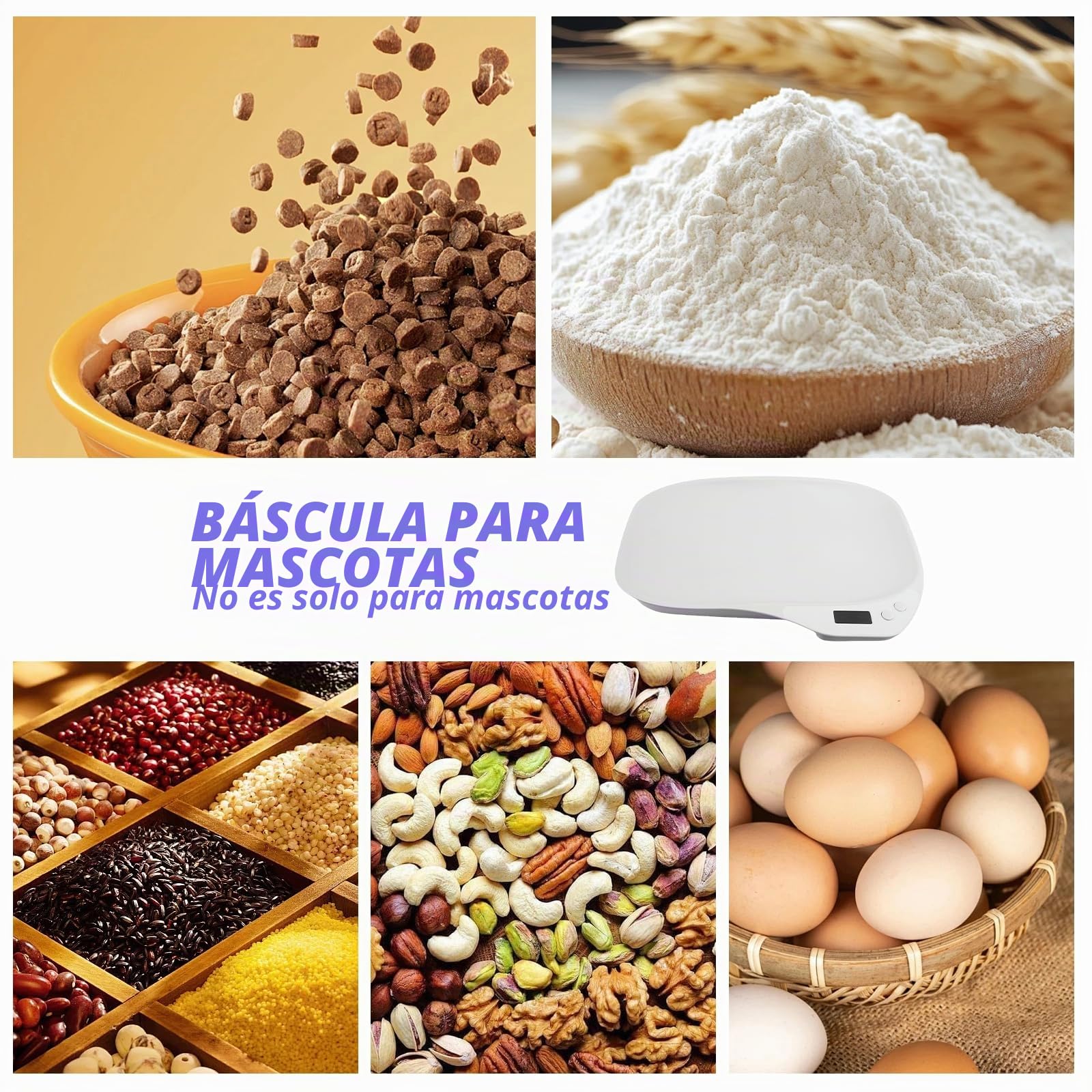 báscula digital para animales pequeños: báscula digital para mascotas de 15 kg (± 1 g), con pantalla LCD y 4 modos de pesaje (kg/oz/lb/ml)