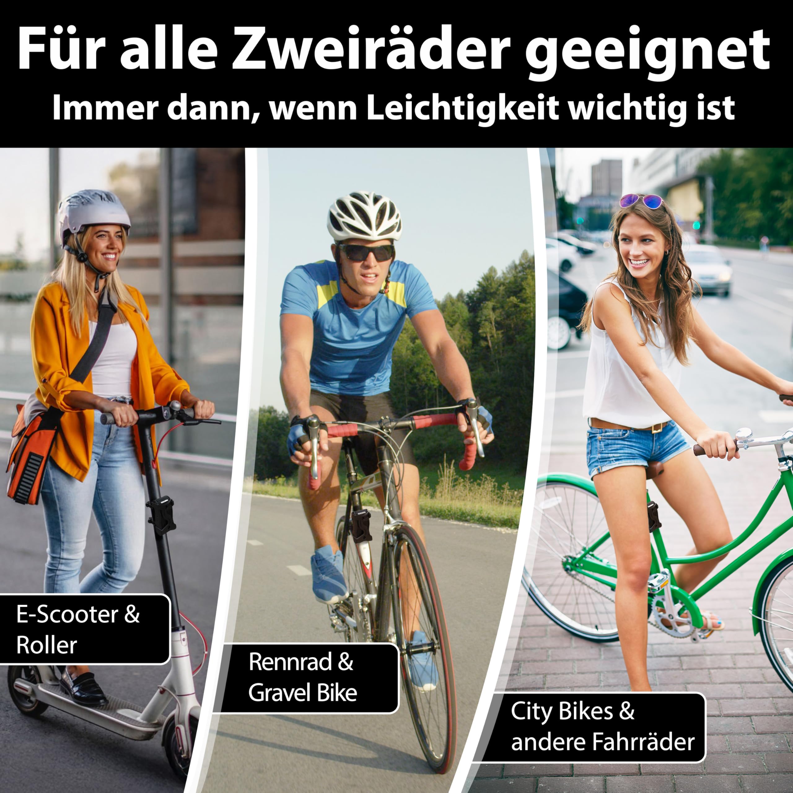 KOHLBURG 420g leichtes Fahrradschloss mit Halterung für lange Touren - Kurz-Zeit-Schutz Faltschloss - Gliederschloss 70cm lang für Fahrrad E-Bike & Rennrad Schloss - Mini Fahrradschloss leicht & klein