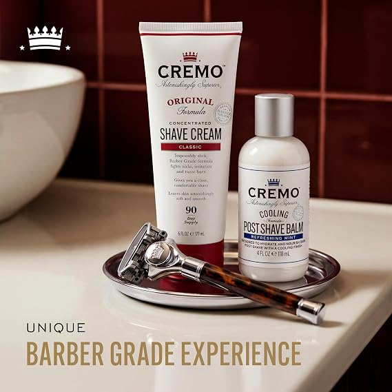CREMO Barber-Grade Razor for Men - Fights Razor Burn - With Extra Refill | Fights nicks and irritation with a precise, effortless glide; Weighted tortoise shell handle for a comfortable, close shave