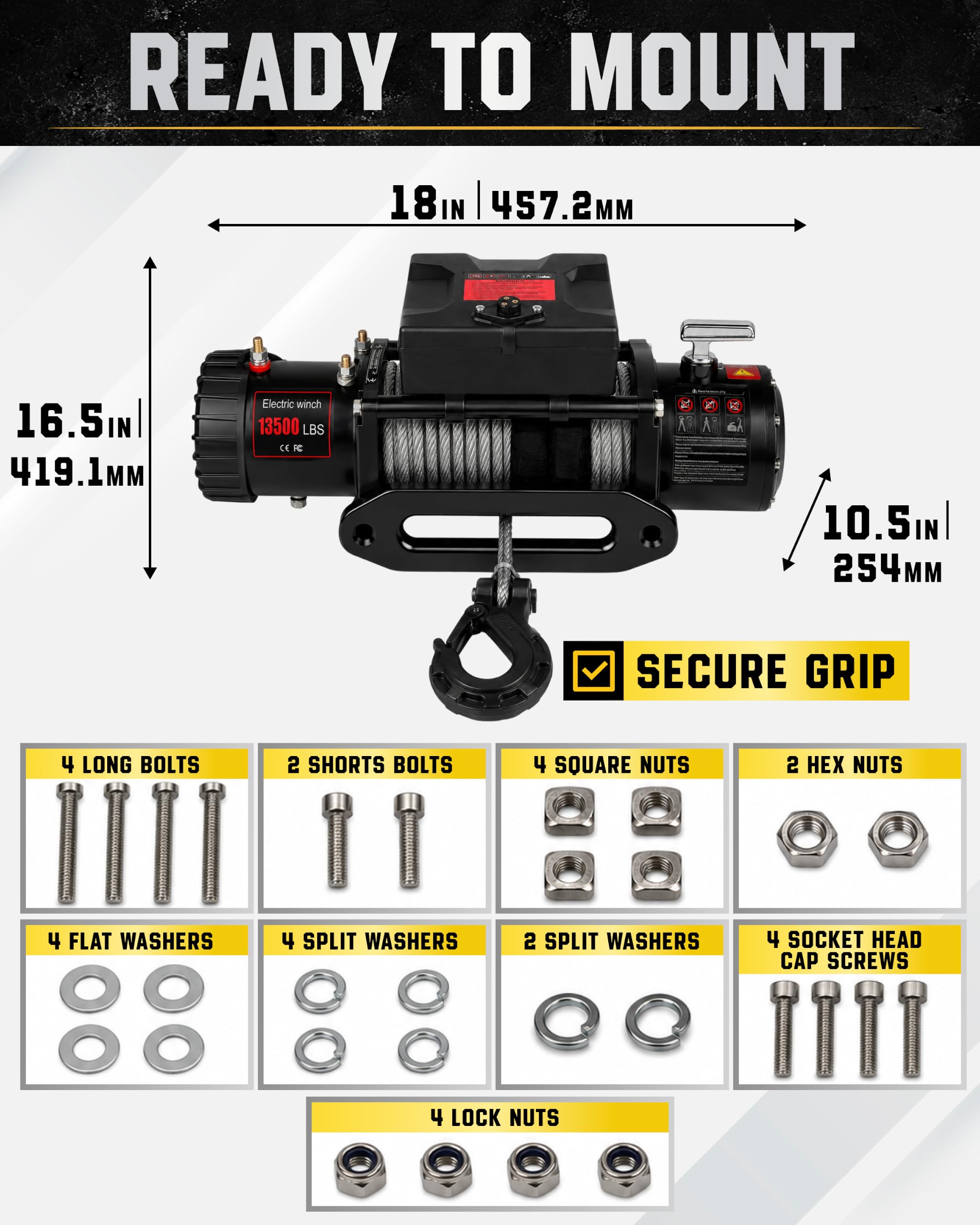 Cabrestante eléctrico de 12 V de recuperación de hasta 6,123 kg, cabrestante de remolque con cuerda sintética de 1,1 cm x 24 m, controladores inalámbricos y con cable, impermeable y fácil de instalar