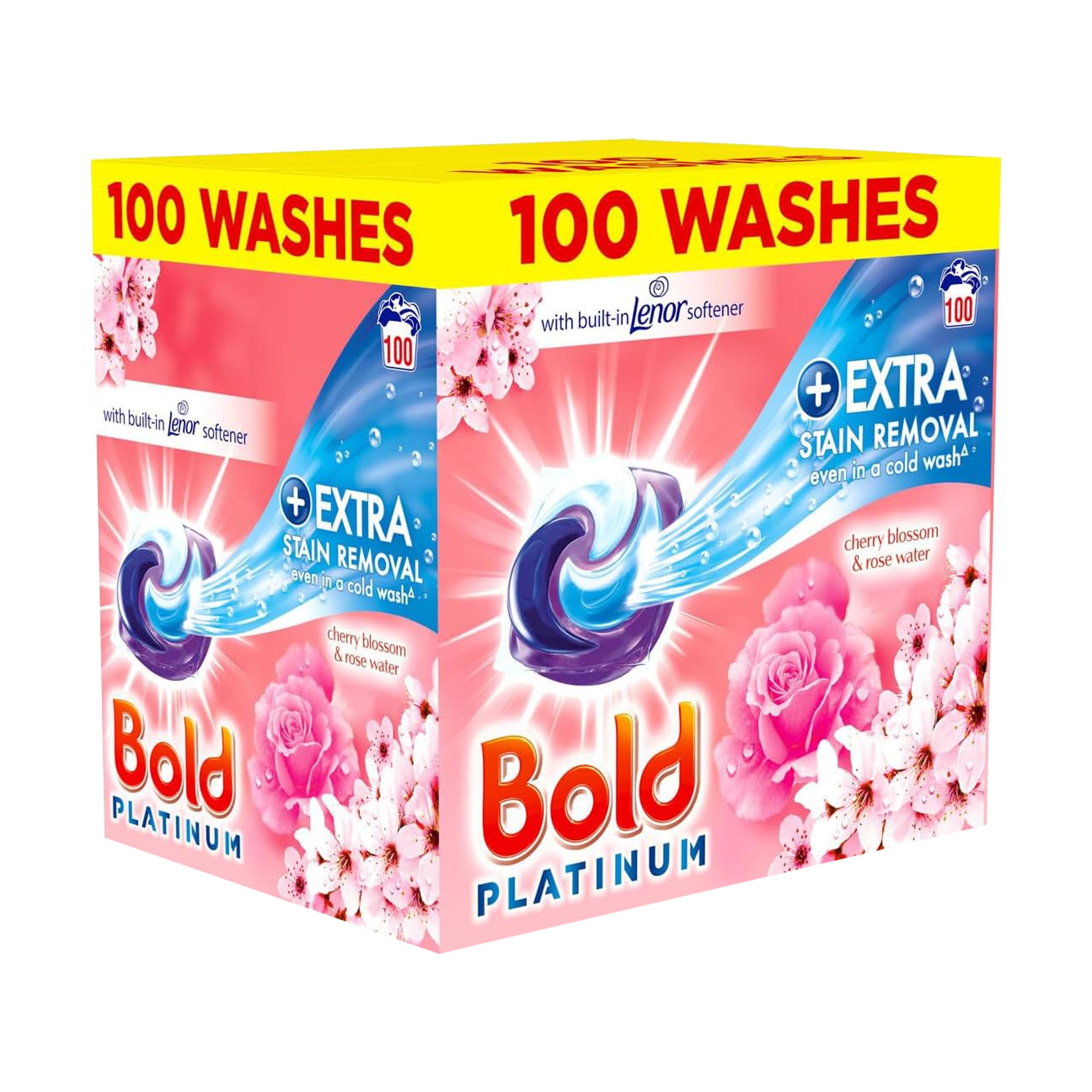 Bold Platinum Cherry Blossom Laundry Detergent Capsules Pods, 100 Wash Tablets