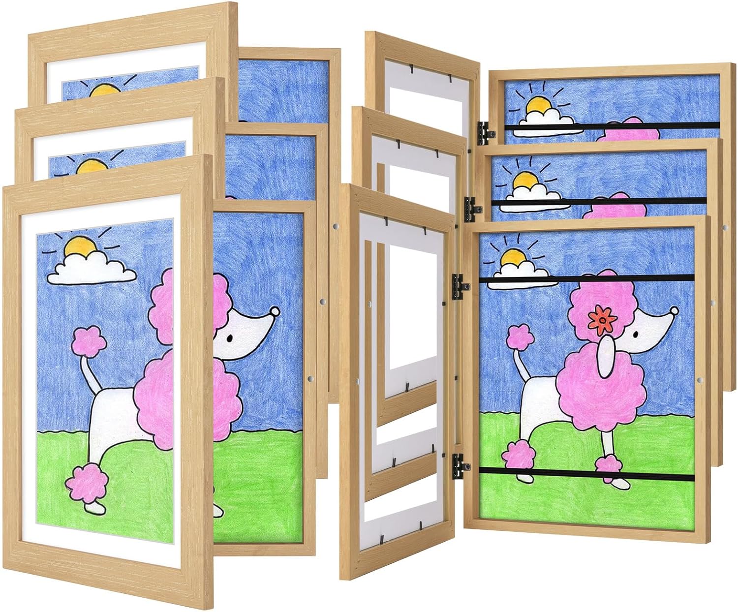 Kids art frames set in natural woodgrain (6-pack) 10x12.5 or 8.5x11 with mat