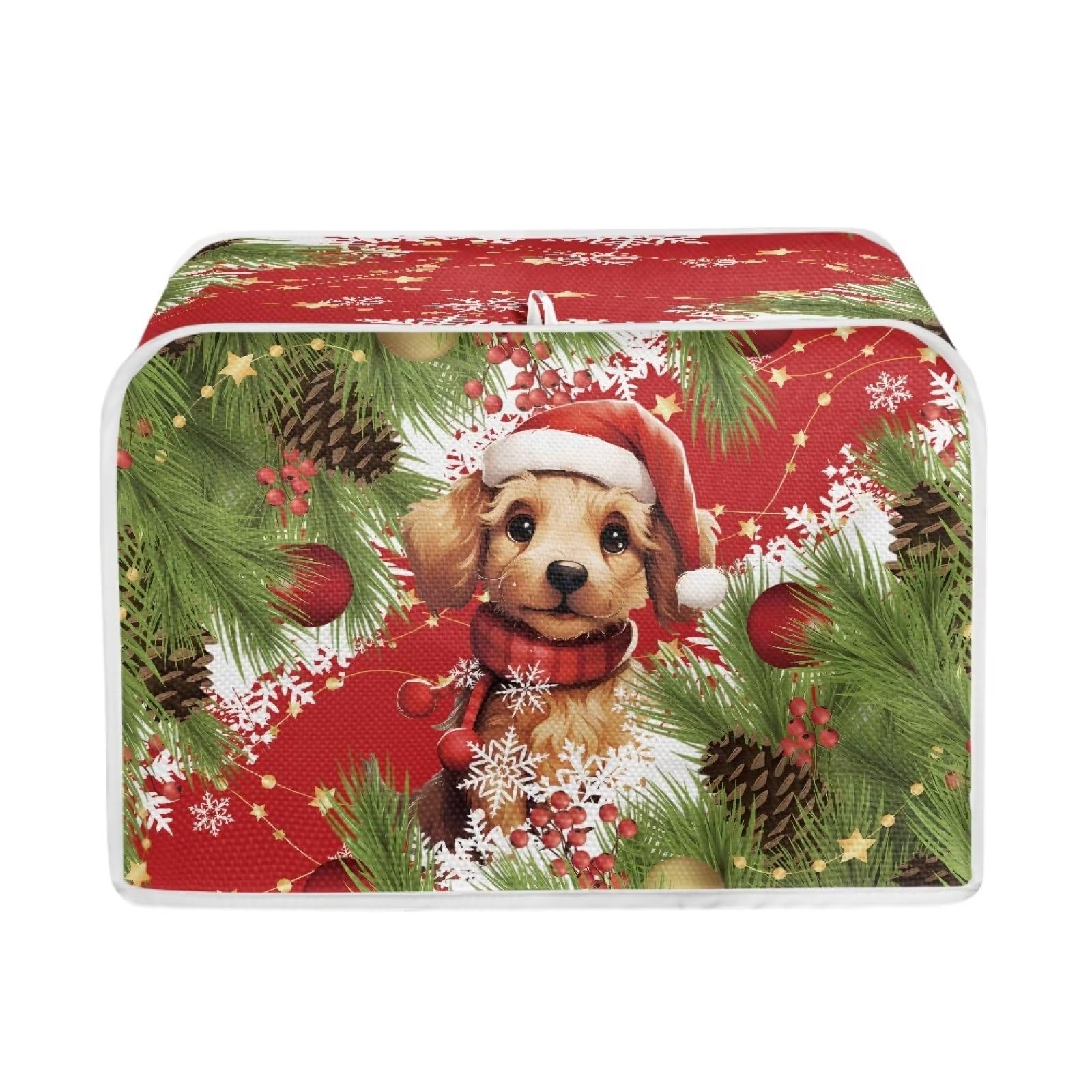 Dog Tree Christmas Toaster Covers Bakeware Protector 2 Slice Dustproof Christmas Decor Kitchen Small Appliance Covers with Top Hook-image-1