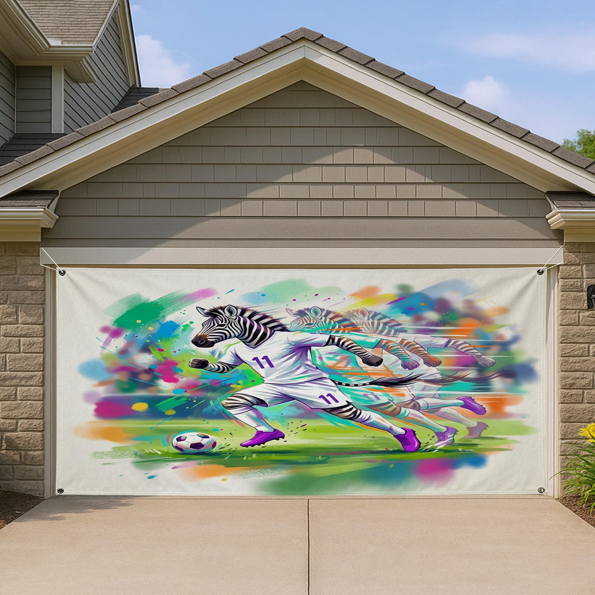 Mural de fútbol de 1.8 x 4.0 m para puerta de garaje y pared exterior