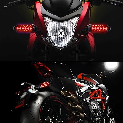Miniatura 6 de 2 luces LED de giro para motocicleta, intermitentes de flujo fresco, luces universales de 12 V, señal de giro secuencial para motocicleta, scooter