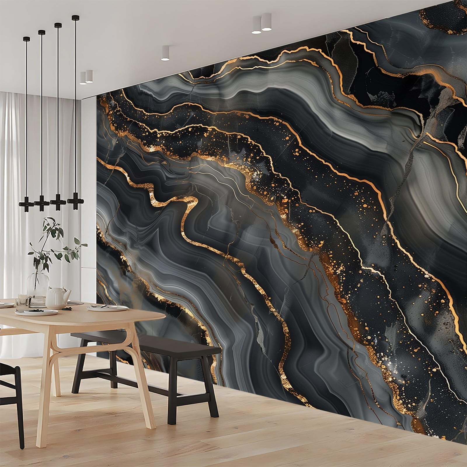 Papier peint intissé marbre 3D panoramique 300x210 cm revêtement mural haut de gamme pour séjour