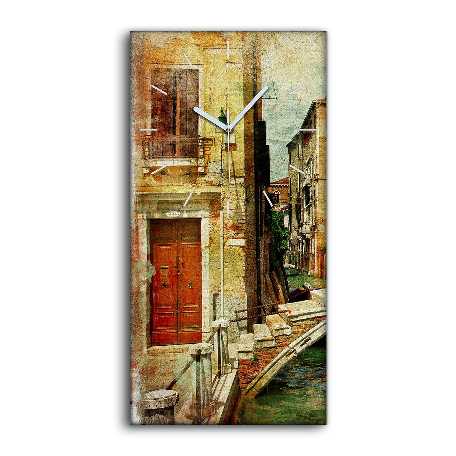 Horloge sur Toile Venise 30x60cm art moderne image Italie de salon chambre décoration murale calme