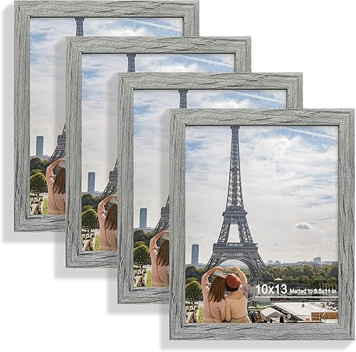 Vista 18 de Juego de 4 portarretratos de 5 x 7 pulgadas, de vidrio real y marco de madera multicolor, exhibición en pared o mesa, para fotos de 4 x 6 pulgadas