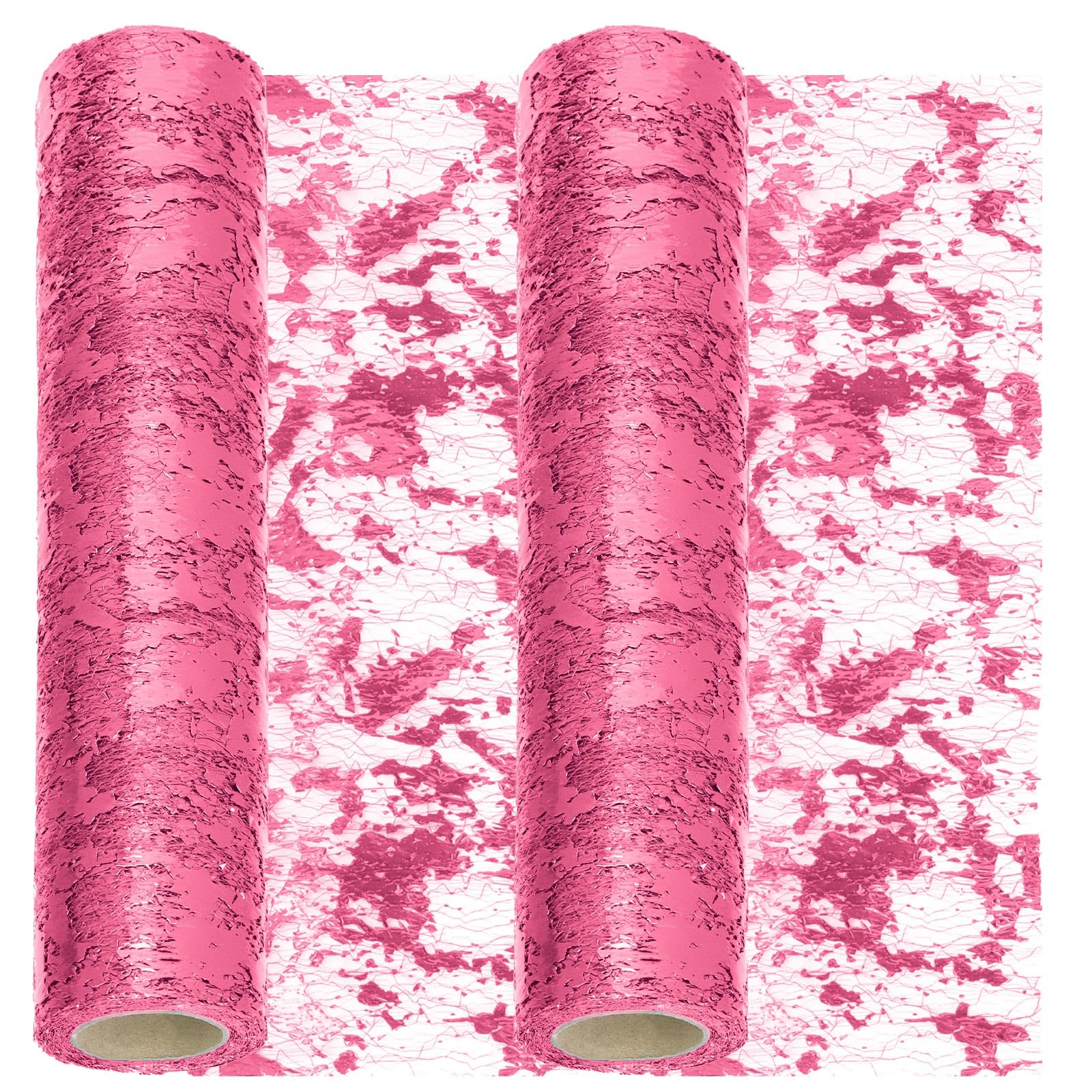 Swpeet 2Pcs 11x108 Inch Pink Sequin Glitter Table Runner, Glitter Foil Metallic Thin Mesh Decor Rolls, Pink Table Runner, Sequin Glitter Foil Metallic Thin Mesh, Centerpieces Decorations for Party